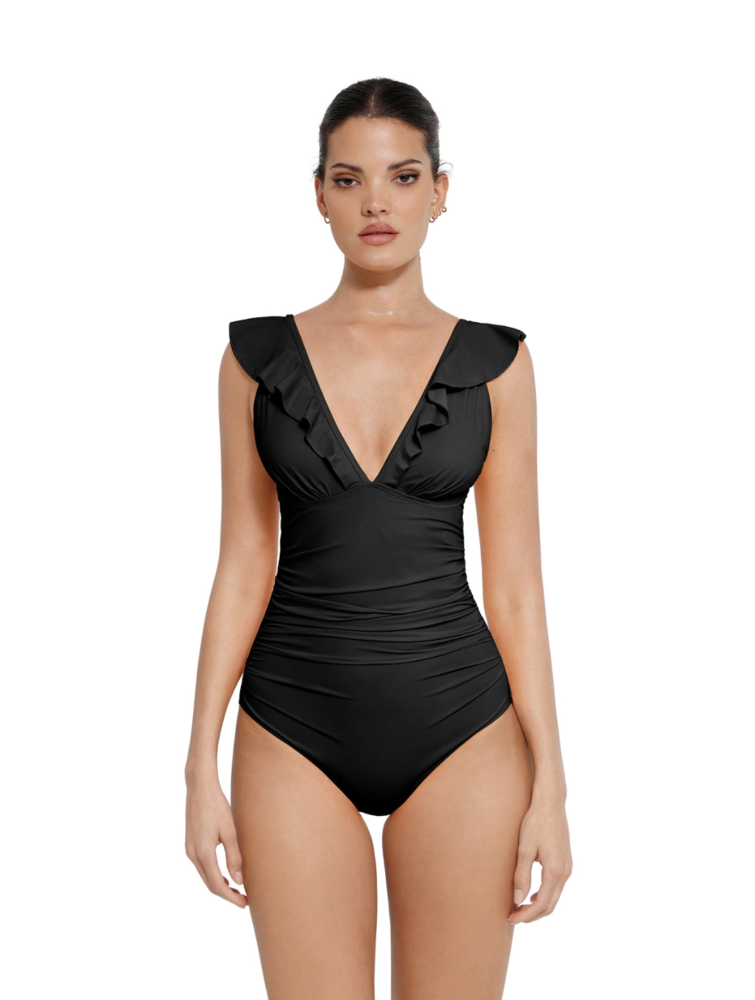 Shapewear Ruffle V-Neck Swimsuit - XYRIS