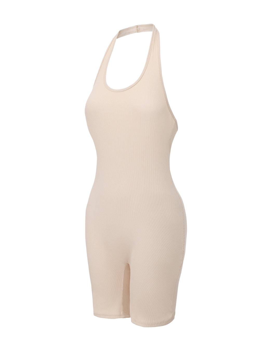 Ribbed Halter Neck Low Back Bodysuit - XYRIS