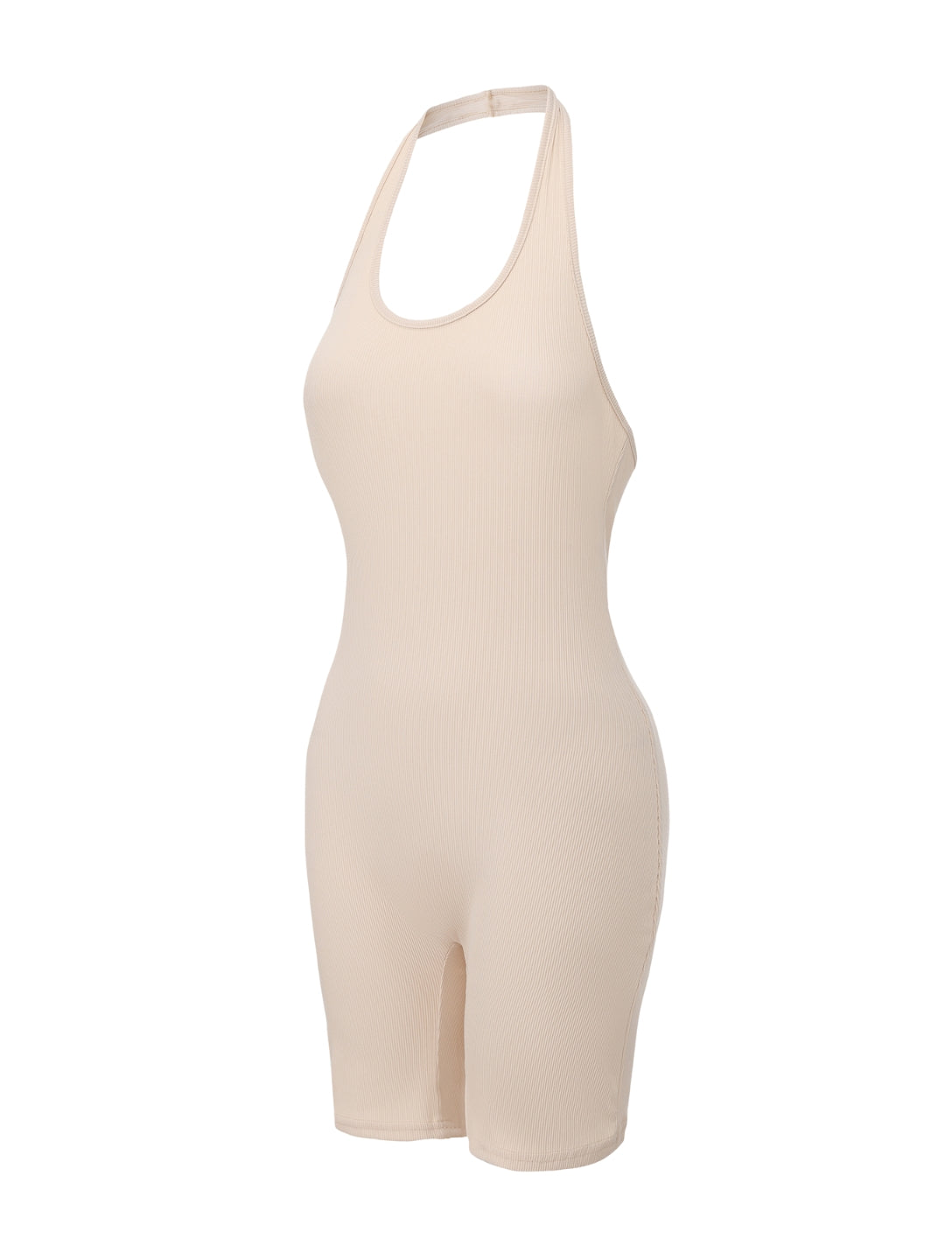 Ribbed Halter Neck Low Back Bodysuit - XYRIS