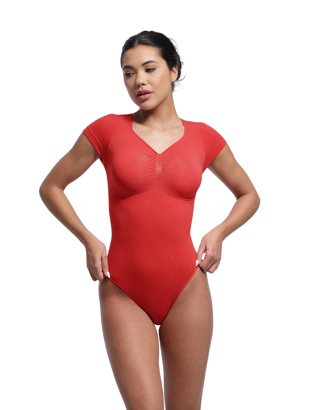 V-Neck Sculpting Tee Bodysuit - XYRIS