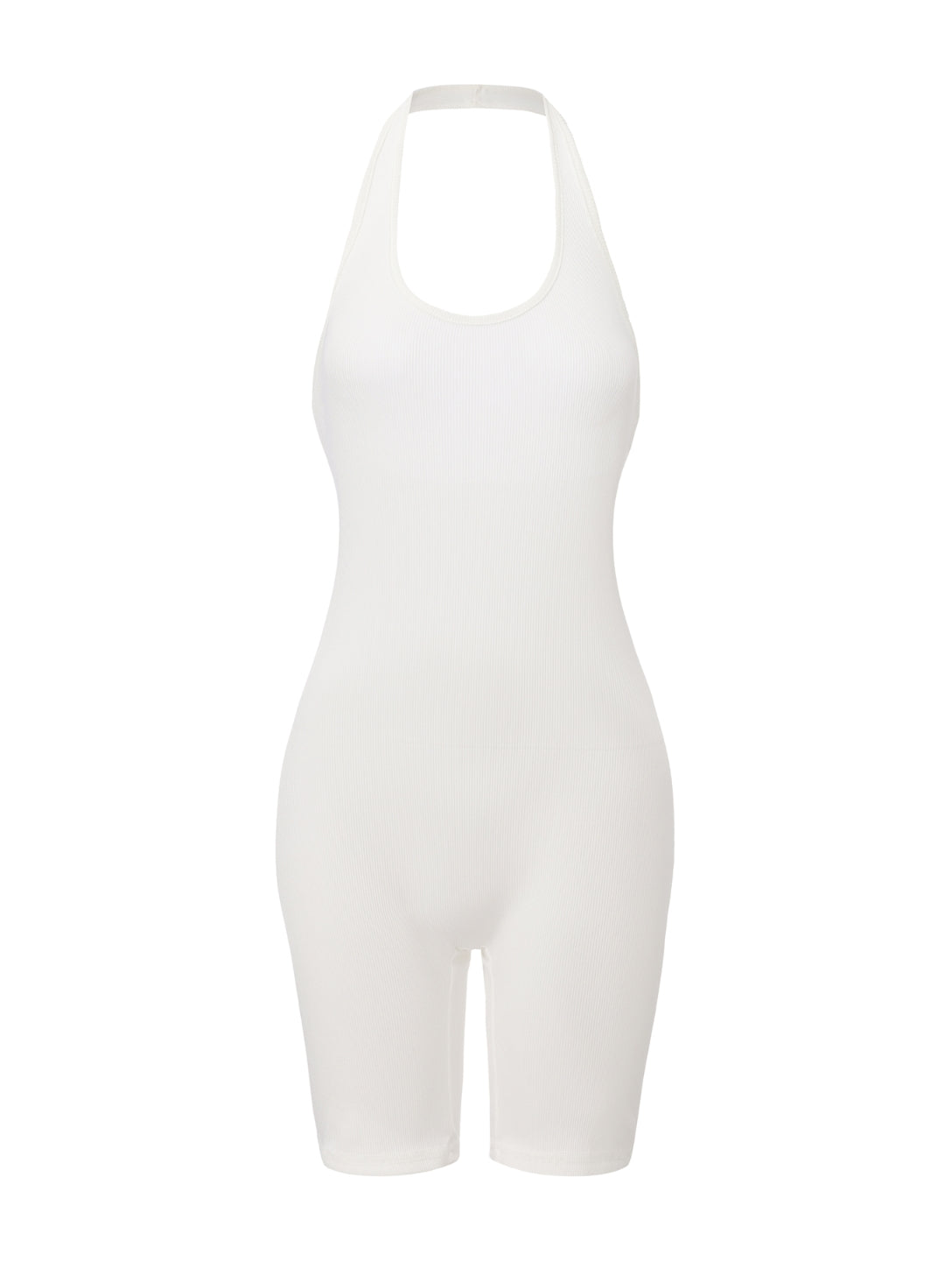 Ribbed Halter Neck Low Back Bodysuit - XYRIS