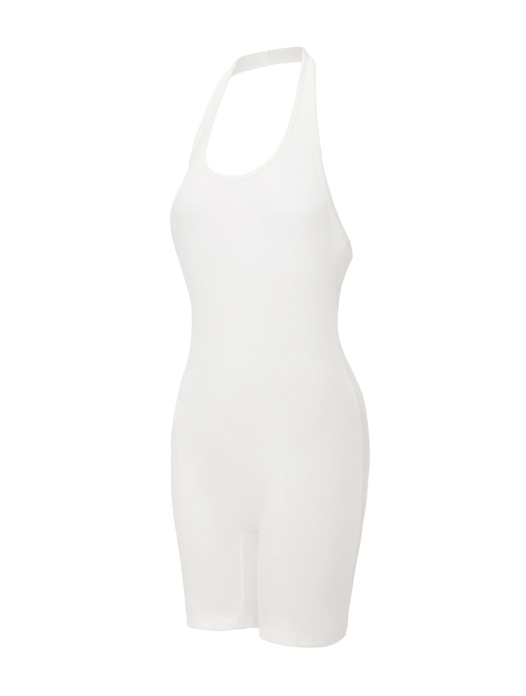 Ribbed Halter Neck Low Back Bodysuit - XYRIS