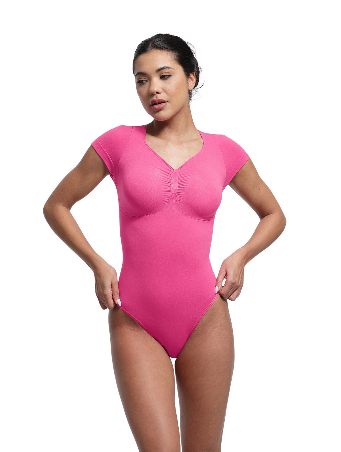 V-Neck Sculpting Tee Bodysuit - XYRIS