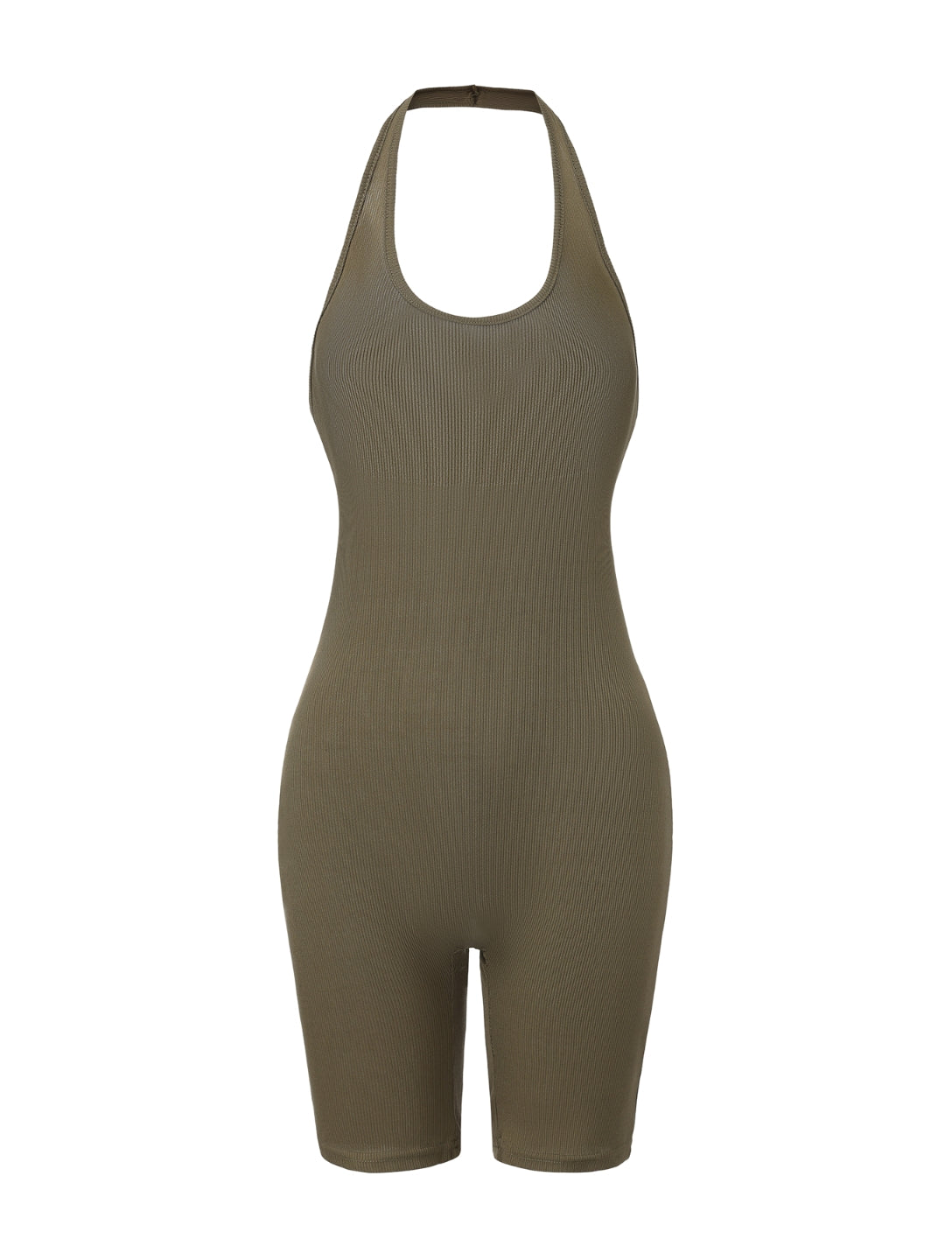 Ribbed Halter Neck Low Back Bodysuit - XYRIS