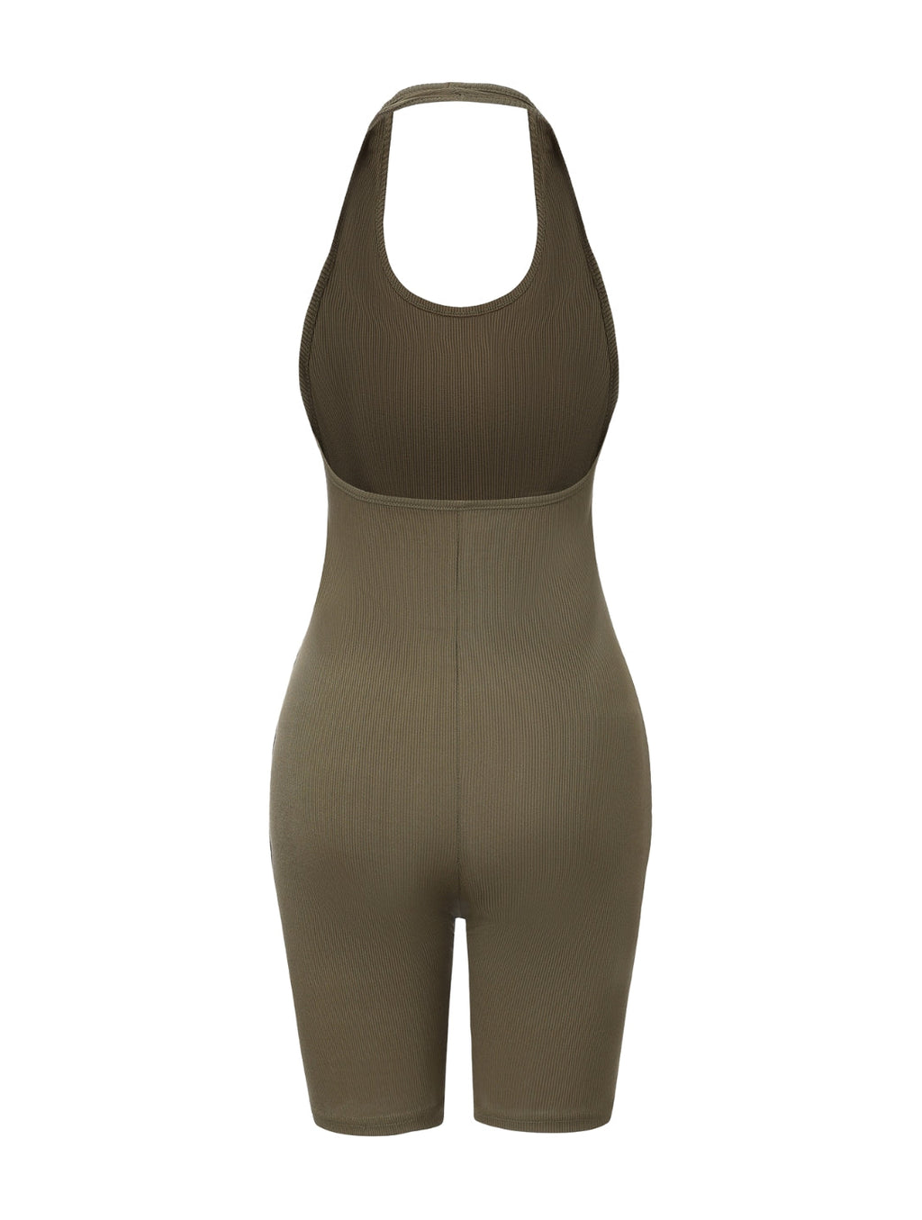 Ribbed Halter Neck Low Back Bodysuit - XYRIS