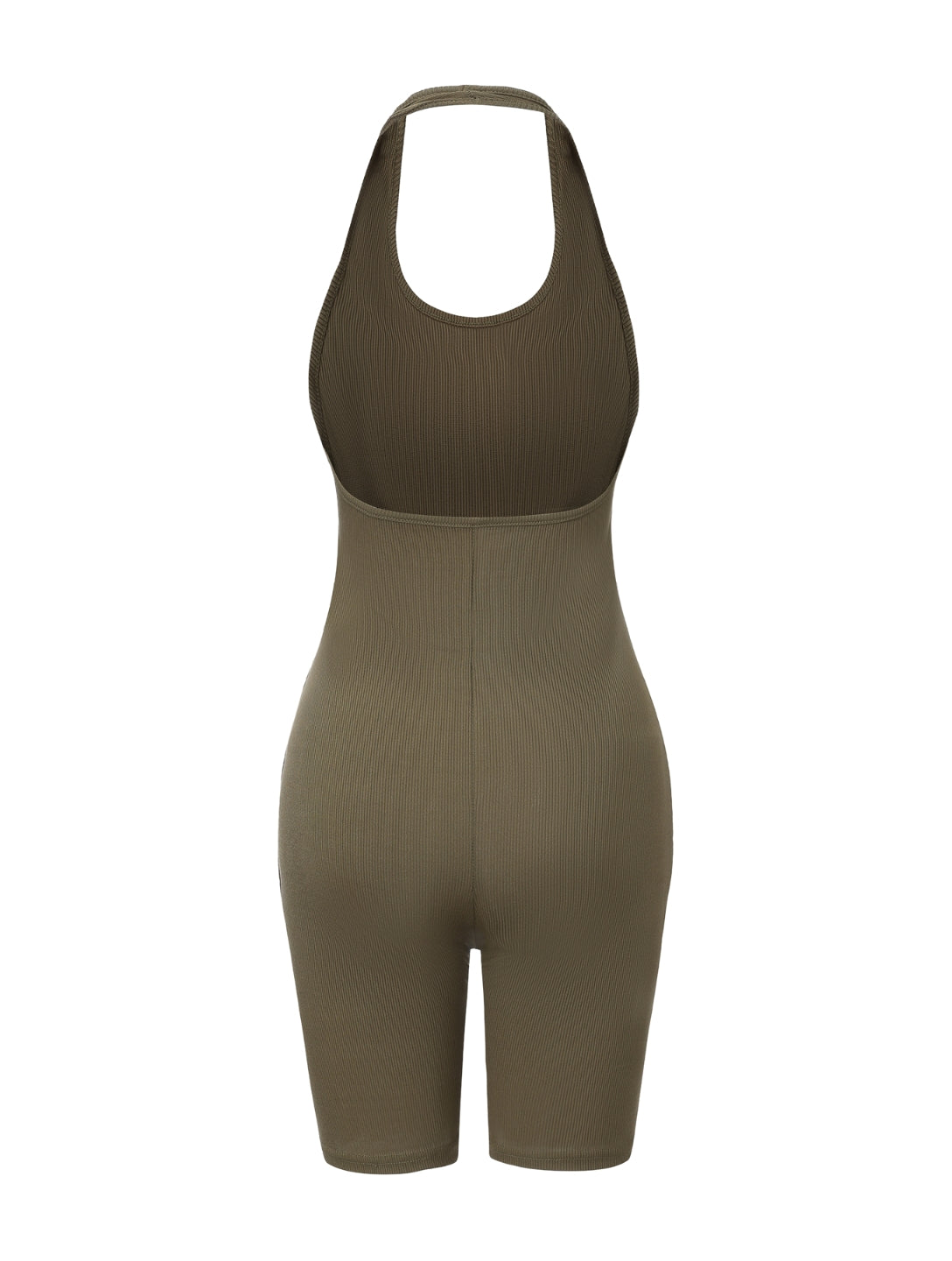 Ribbed Halter Neck Low Back Bodysuit - XYRIS