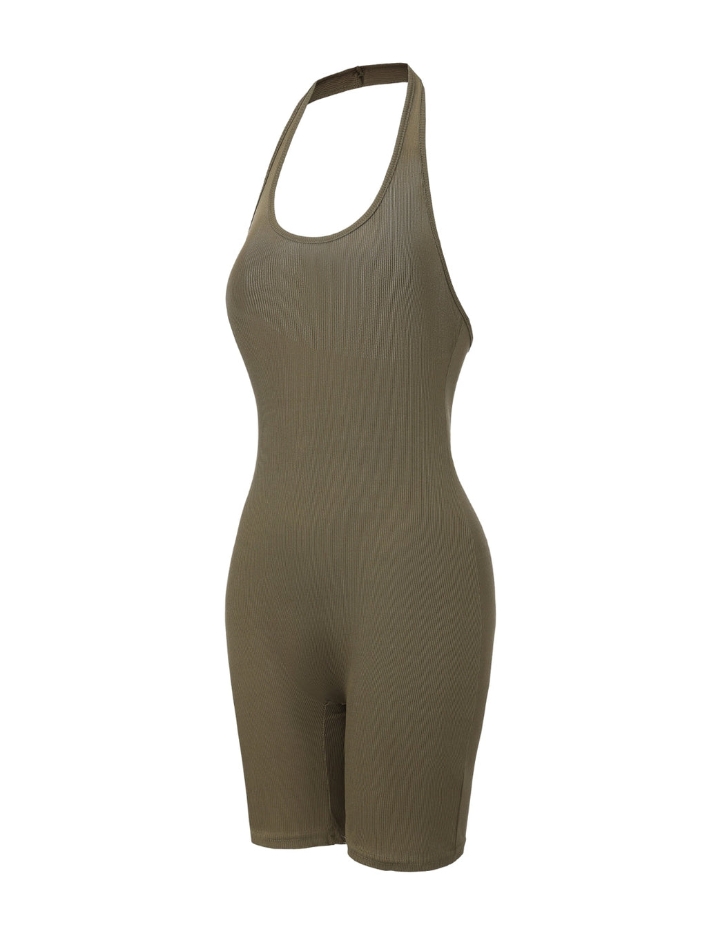 Ribbed Halter Neck Low Back Bodysuit - XYRIS