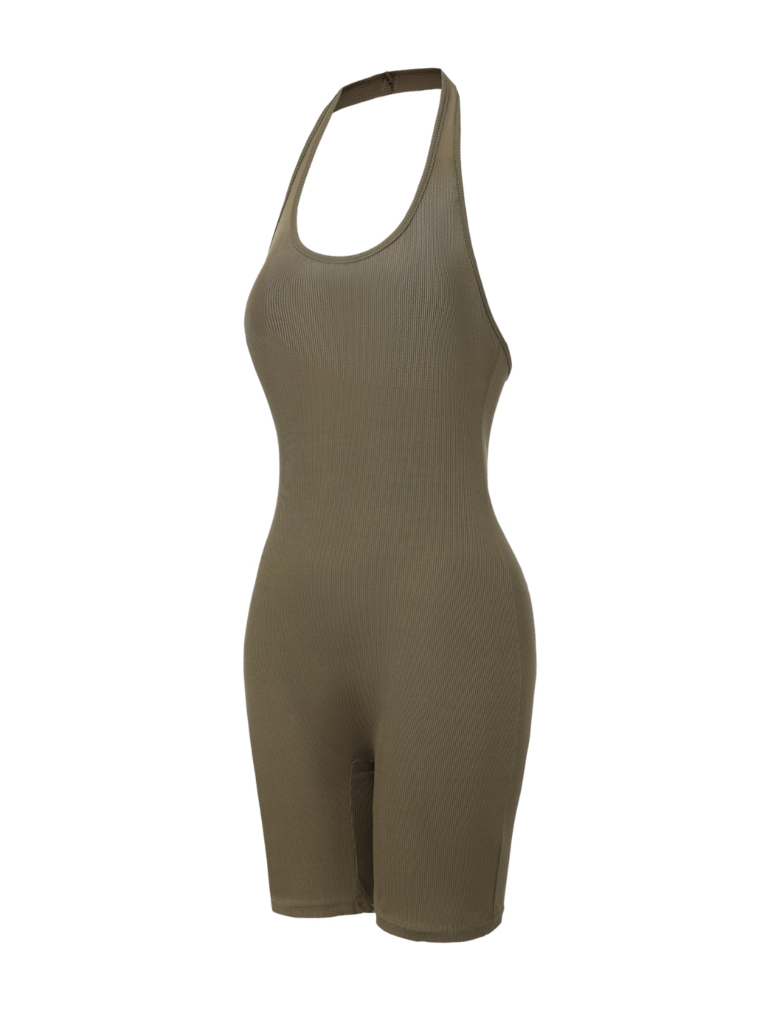 Ribbed Halter Neck Low Back Bodysuit - XYRIS