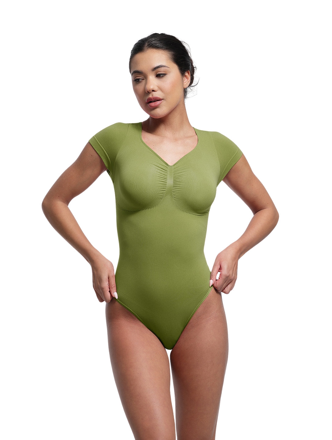 V-Neck Sculpting Tee Bodysuit - XYRIS
