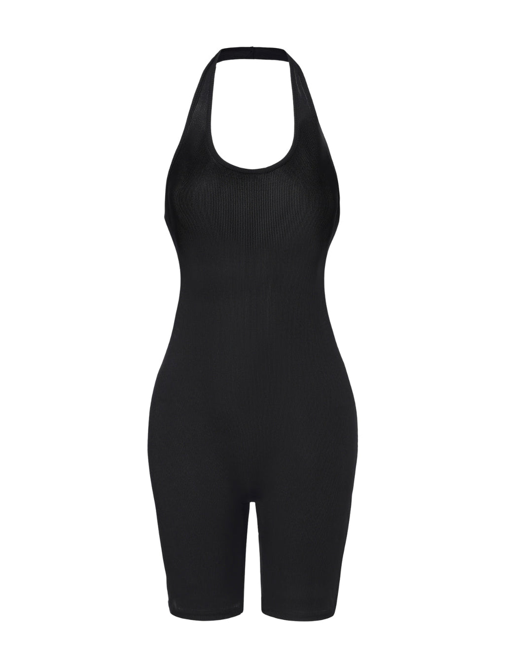 Ribbed Halter Neck Low Back Bodysuit - XYRIS