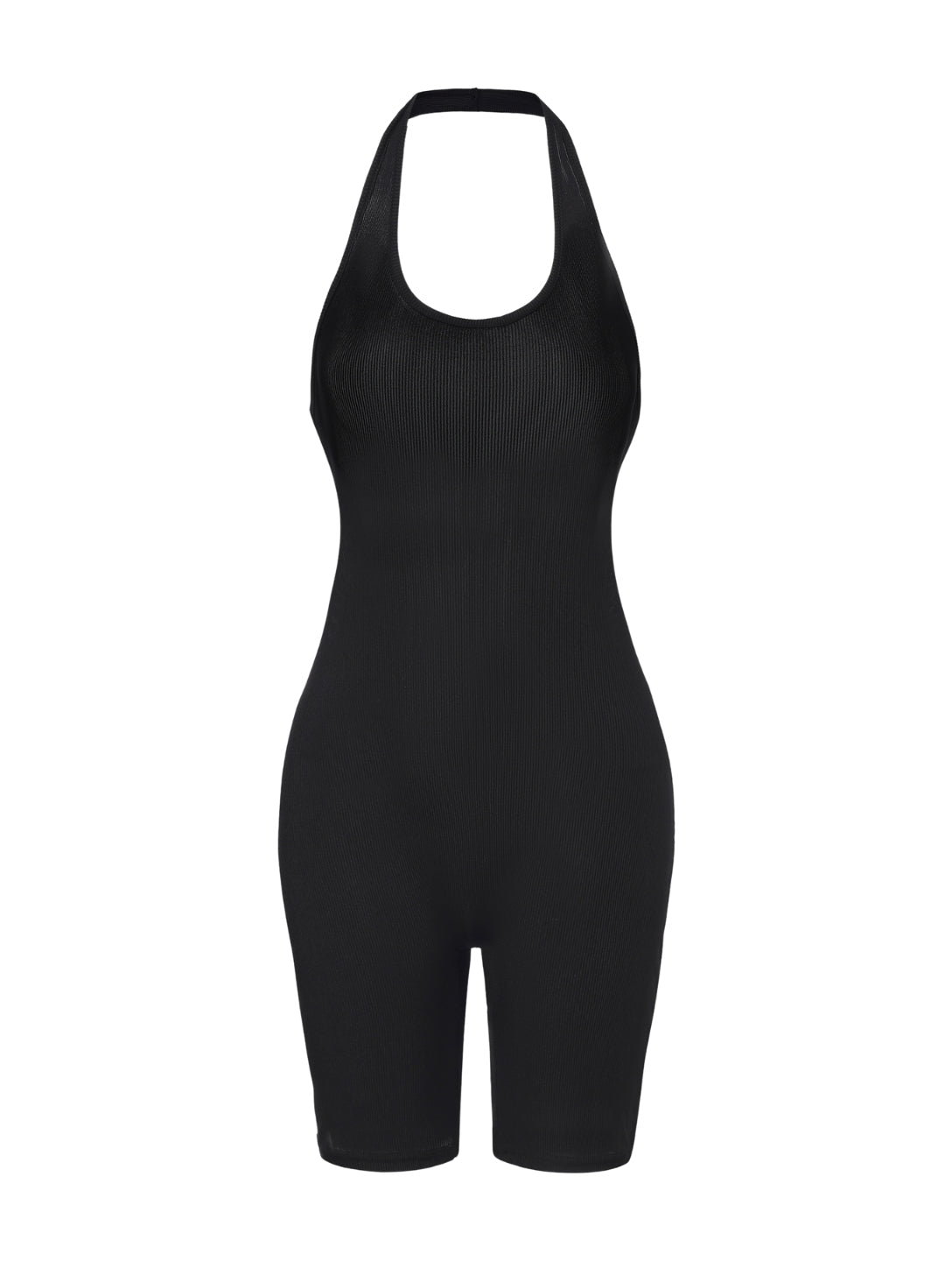 Ribbed Halter Neck Low Back Bodysuit - XYRIS