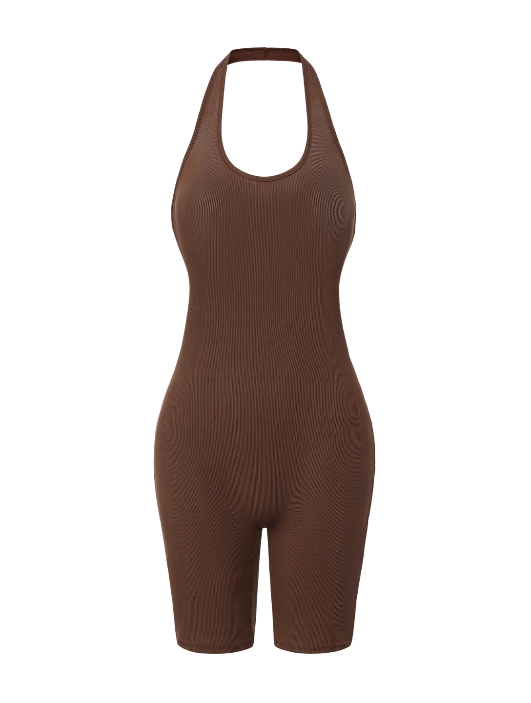 Ribbed Halter Neck Low Back Bodysuit - XYRIS