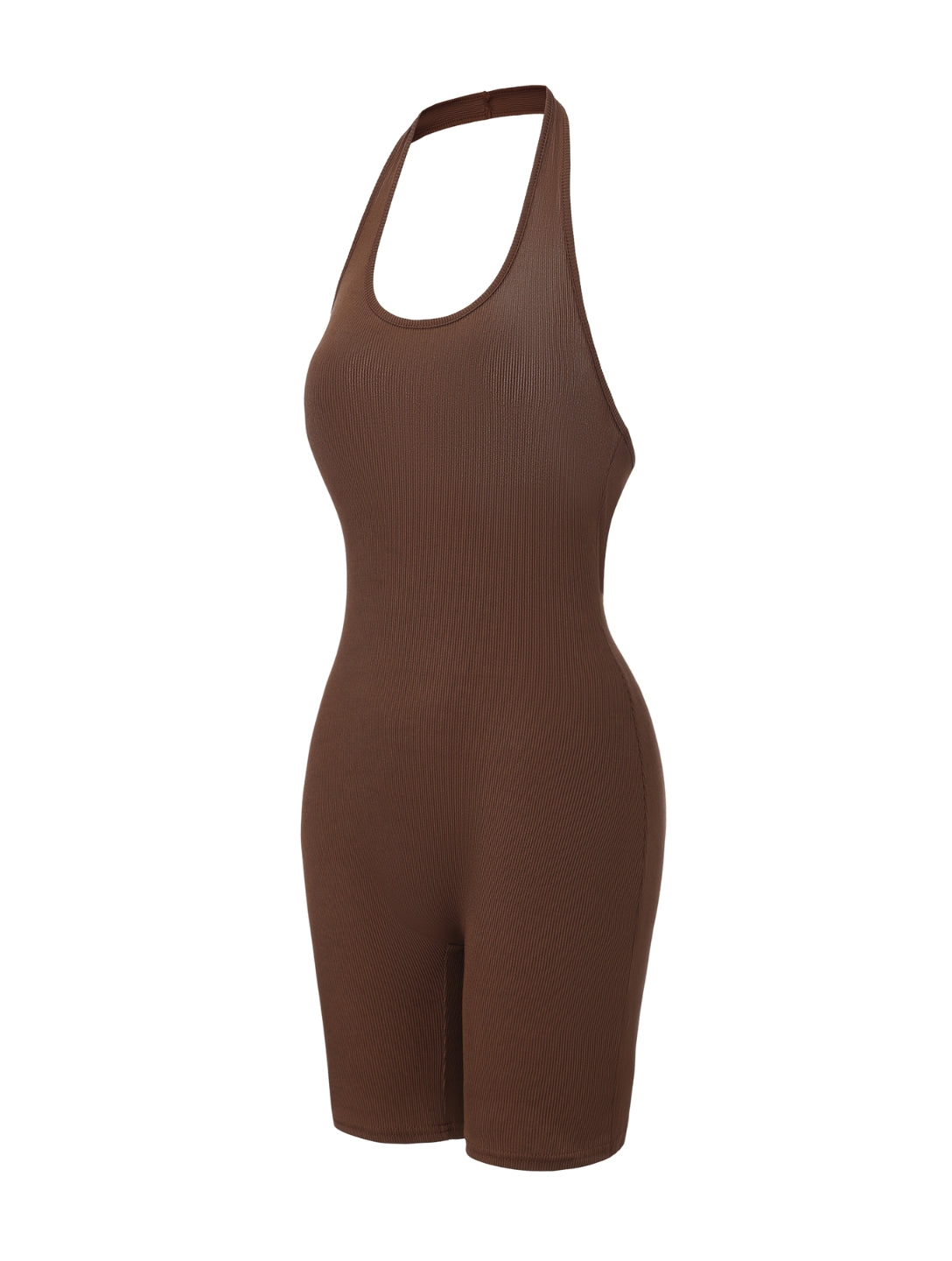 Ribbed Halter Neck Low Back Bodysuit - XYRIS