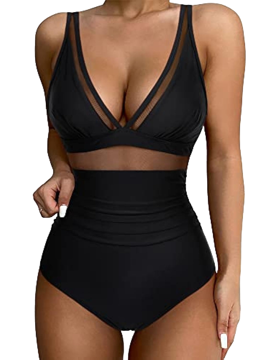 The Sculpting V-Neck Mesh Suit - XYRIS