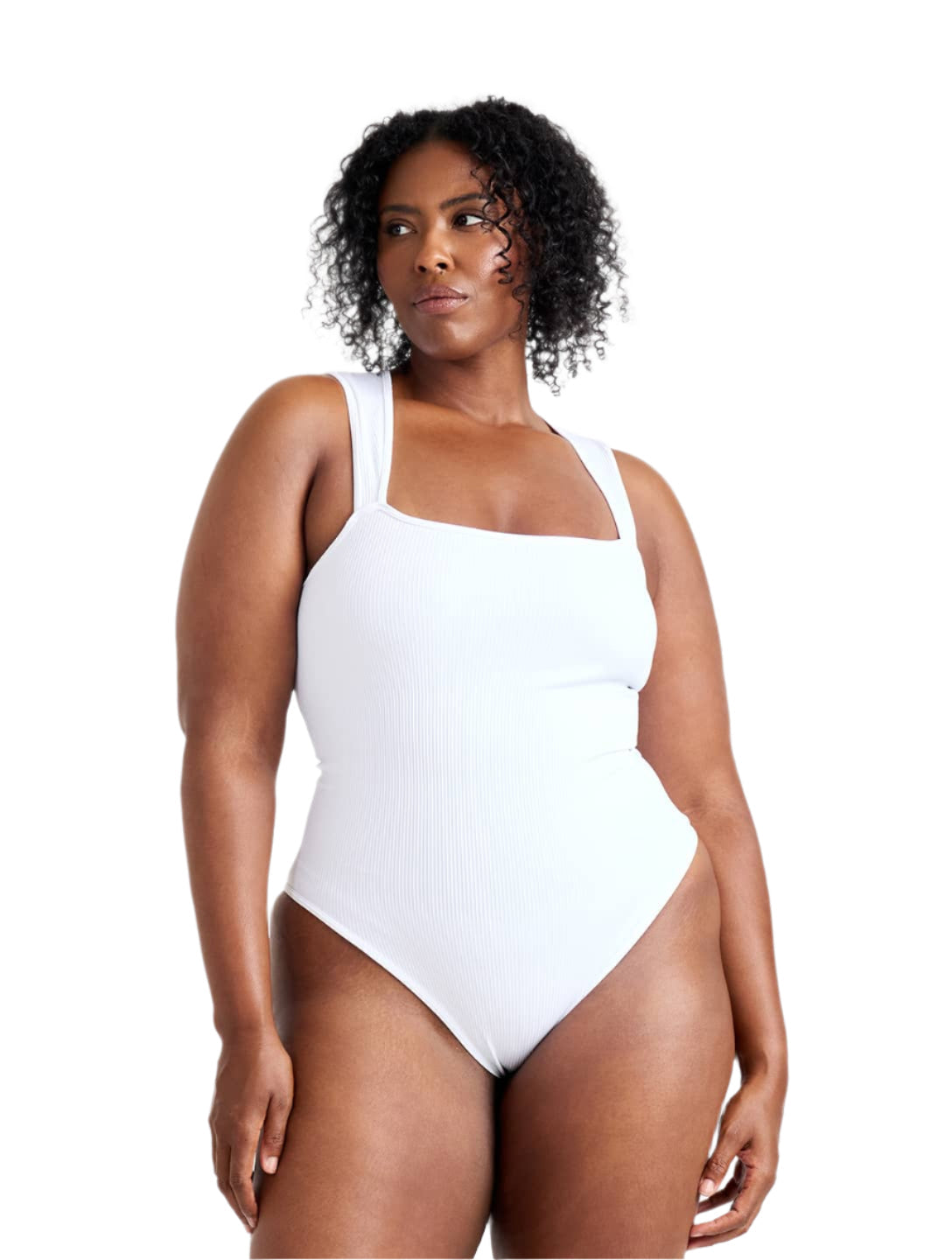 Ribbed Square Neck Shapewear Bodysuit - XYRIS