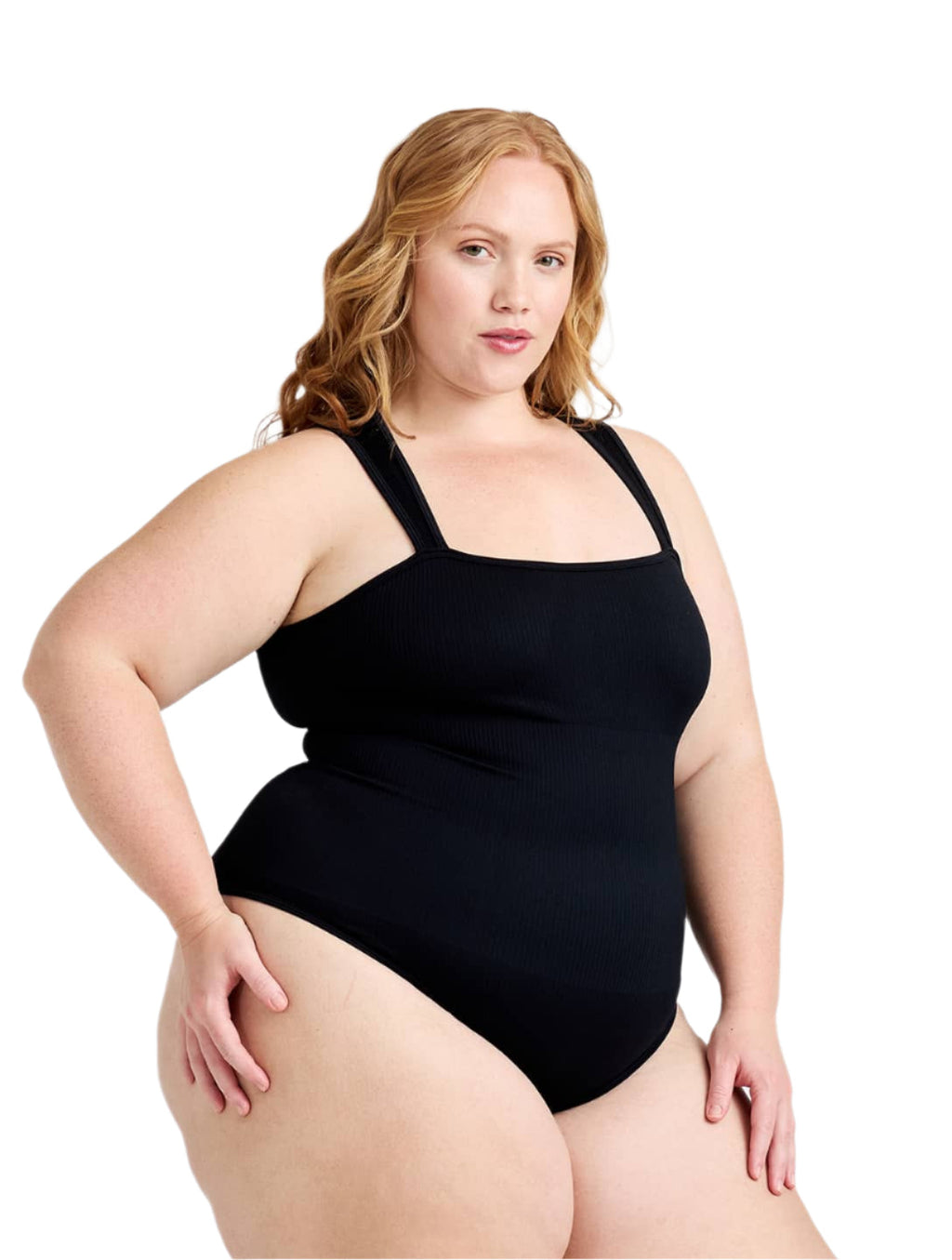 Ribbed Square Neck Shapewear Bodysuit - XYRIS