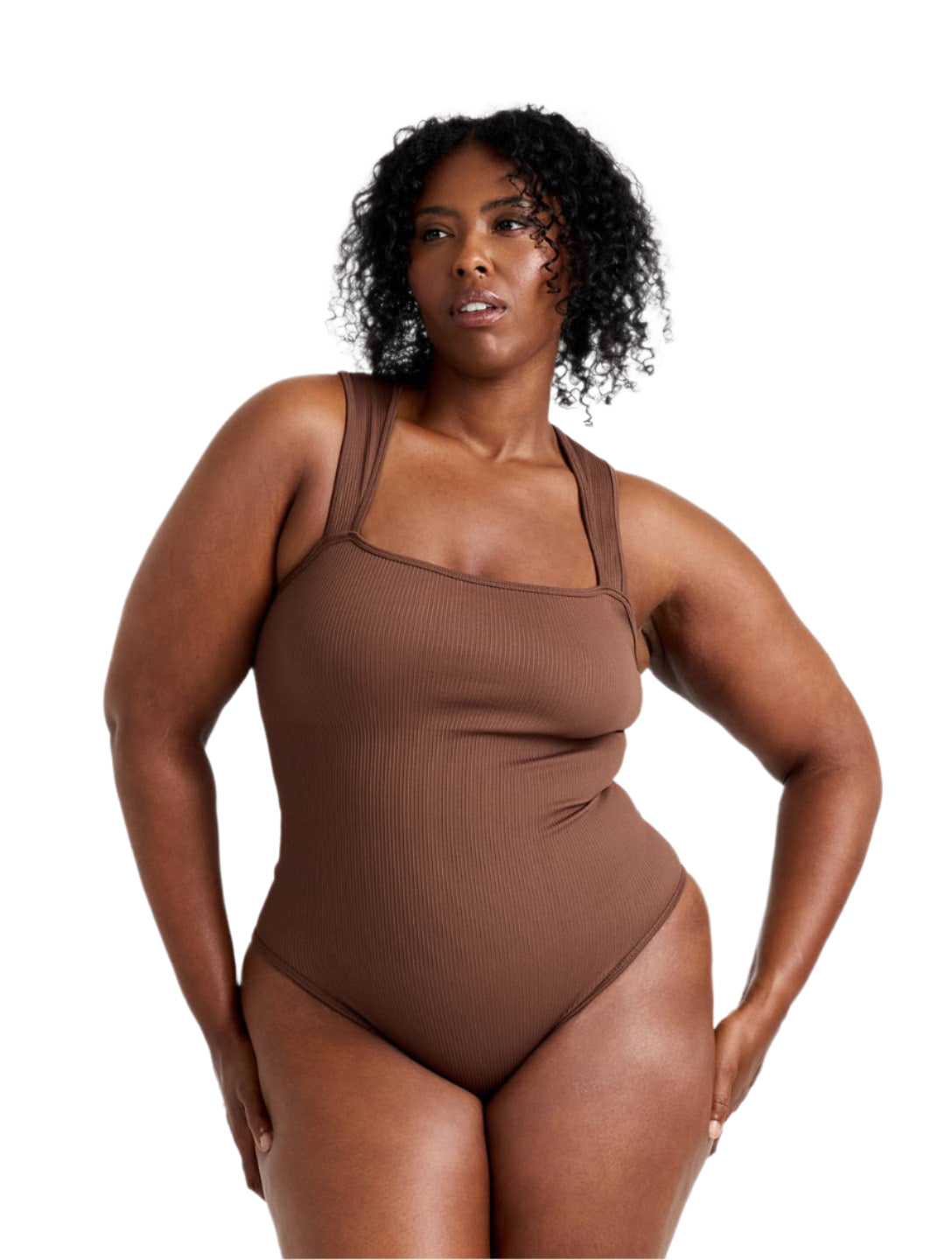 Ribbed Square Neck Shapewear Bodysuit - XYRIS
