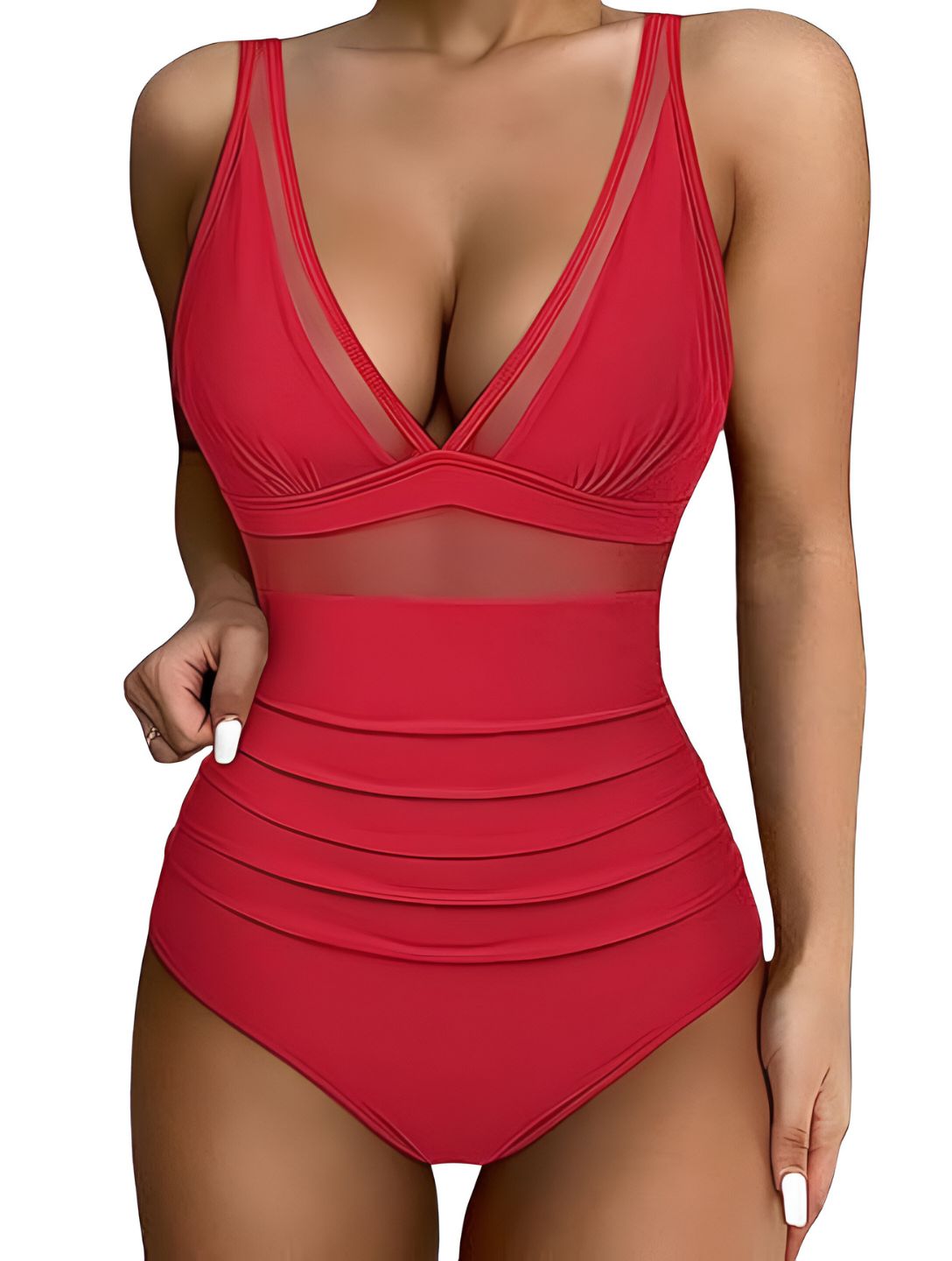 The Sculpting V-Neck Mesh Suit - XYRIS