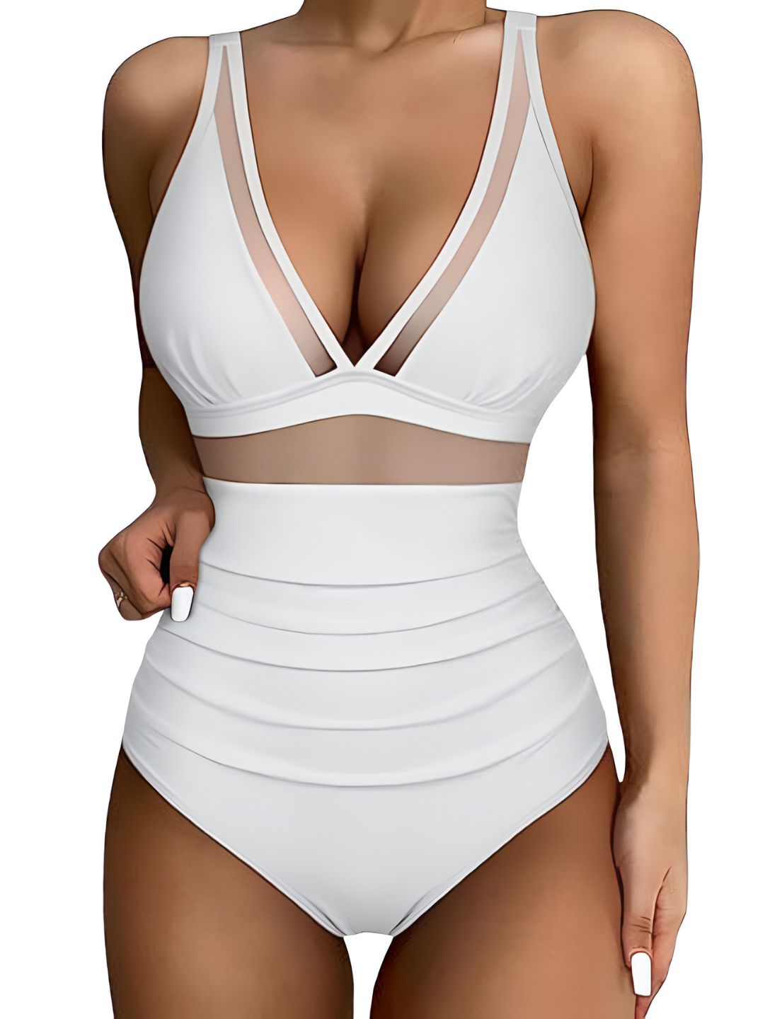 The Sculpting V-Neck Mesh Suit - XYRIS