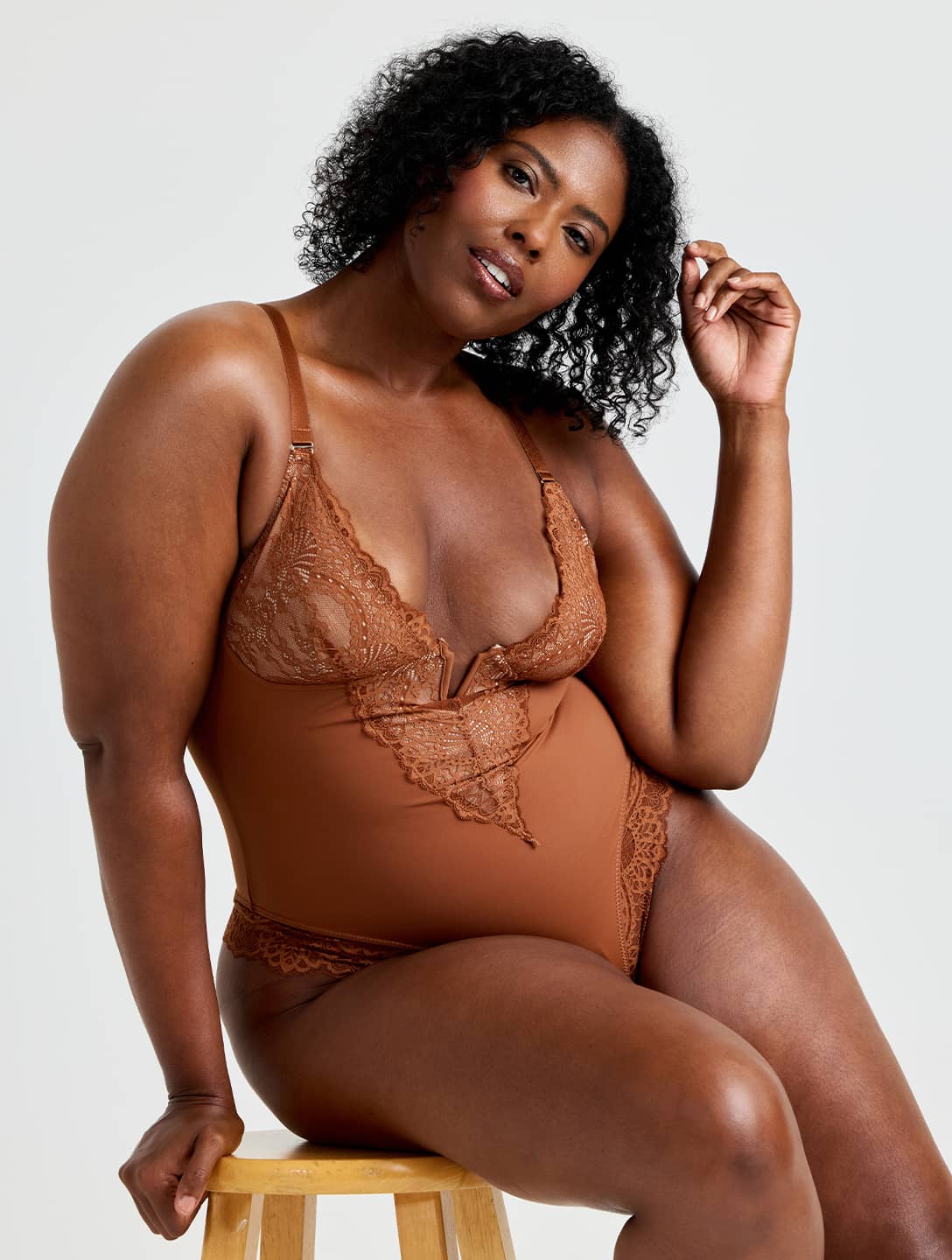 V-Neck Half Laced Bodysuit - XYRIS
