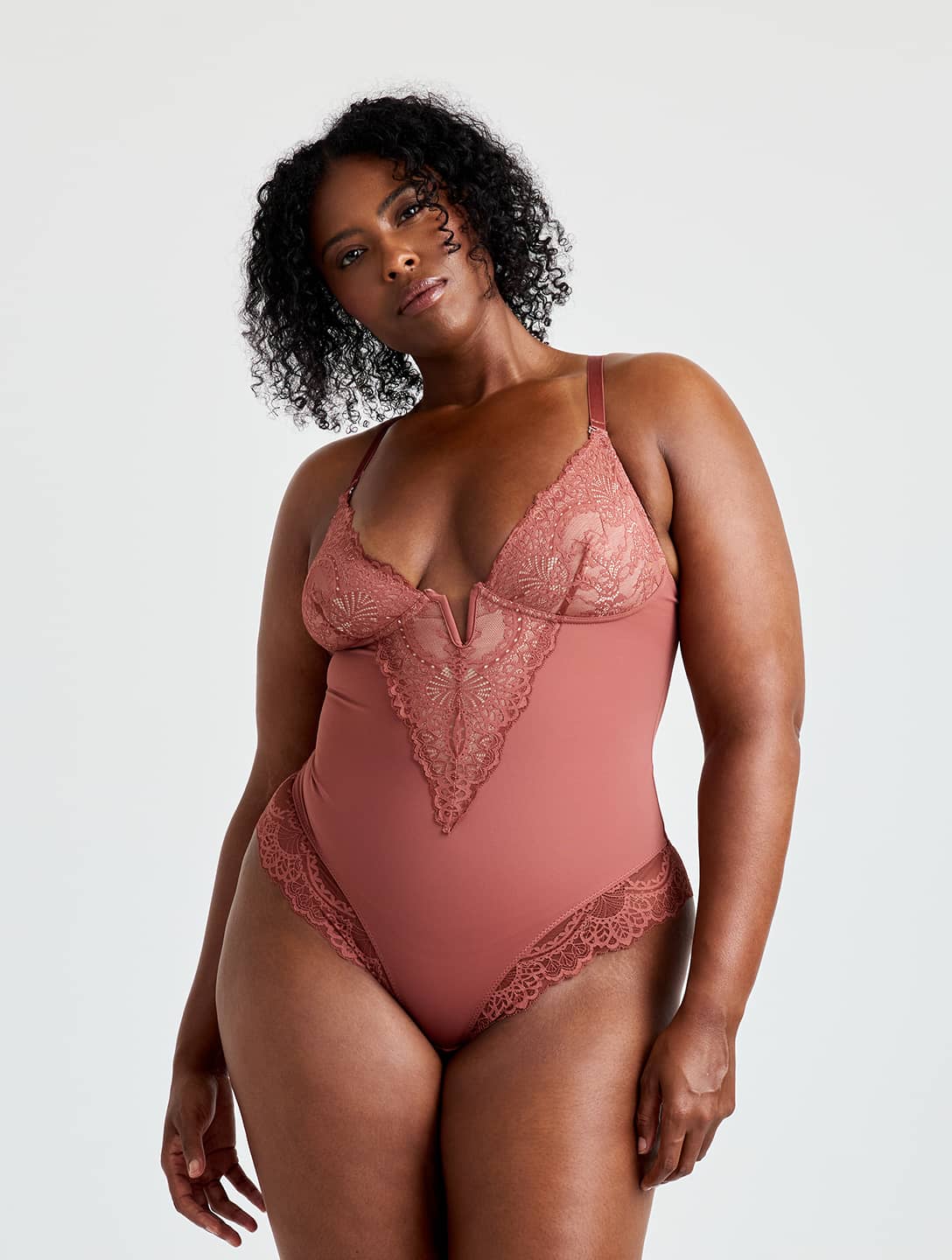 V-Neck Half Laced Bodysuit - XYRIS