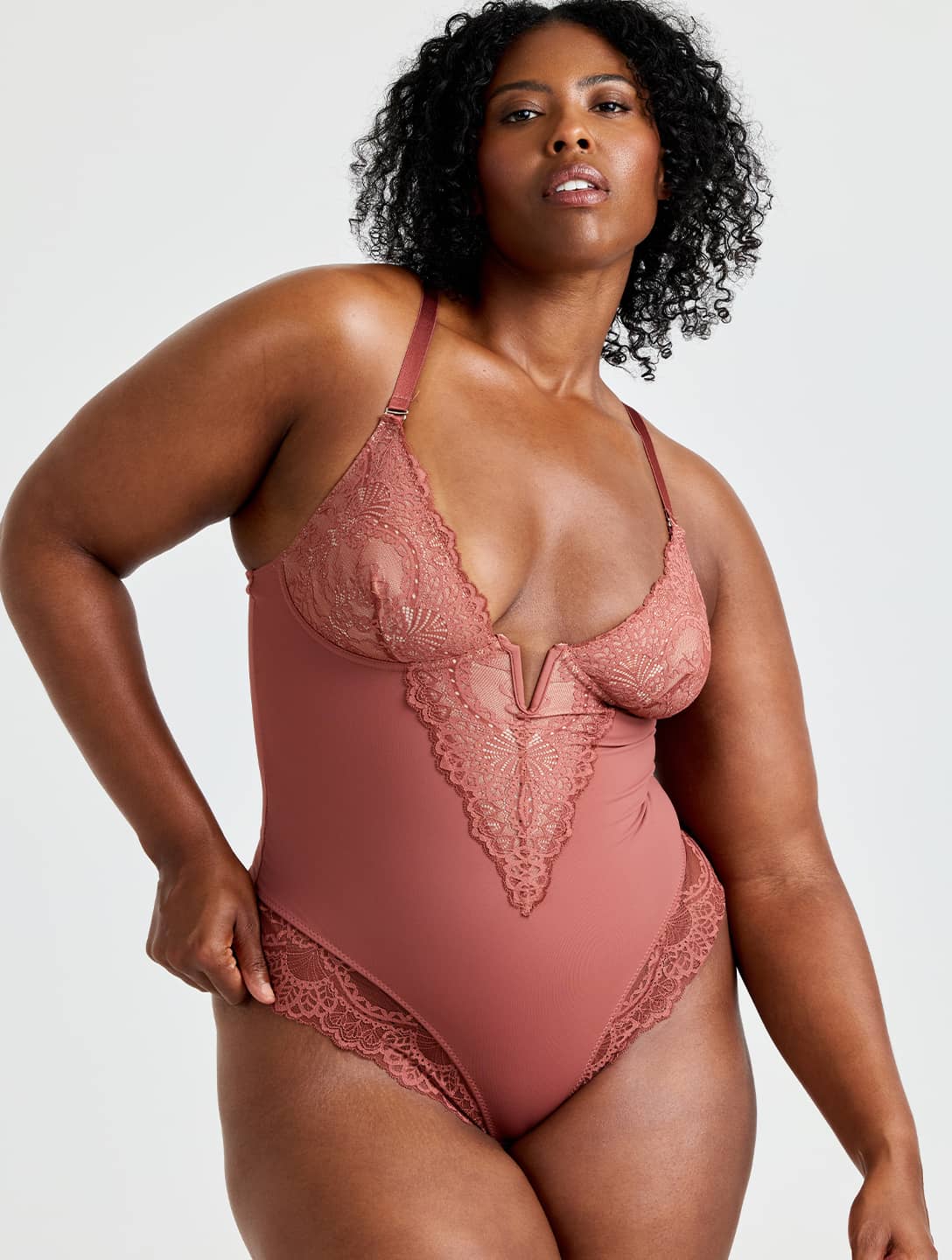 V-Neck Half Laced Bodysuit - XYRIS