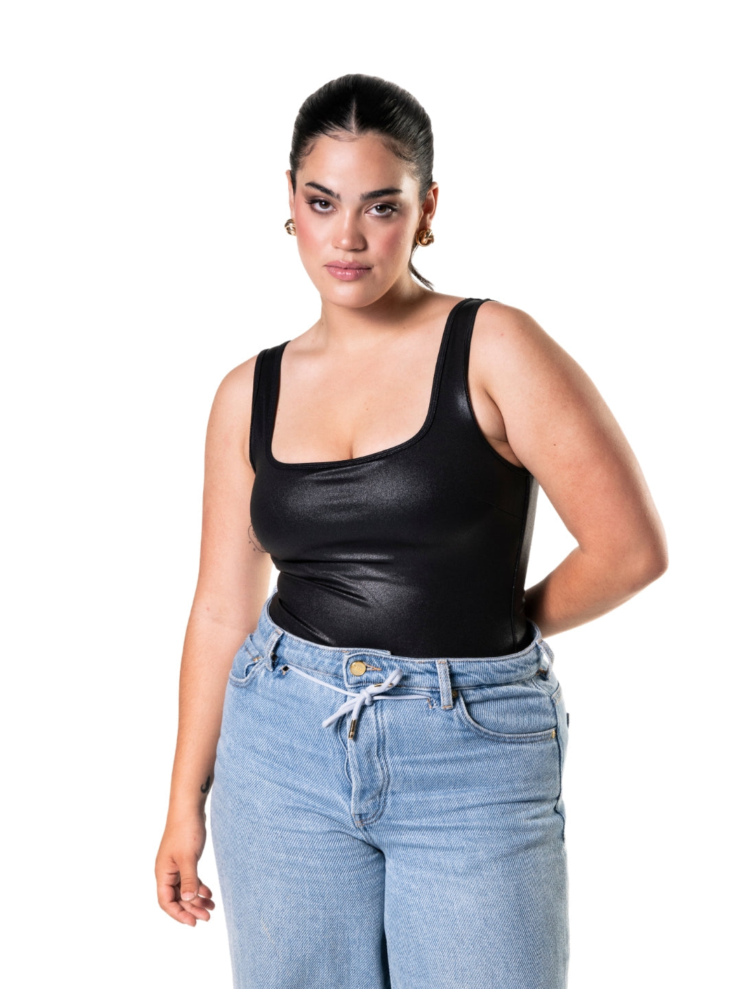 Leather Look Snatched Bodysuit - XYRIS