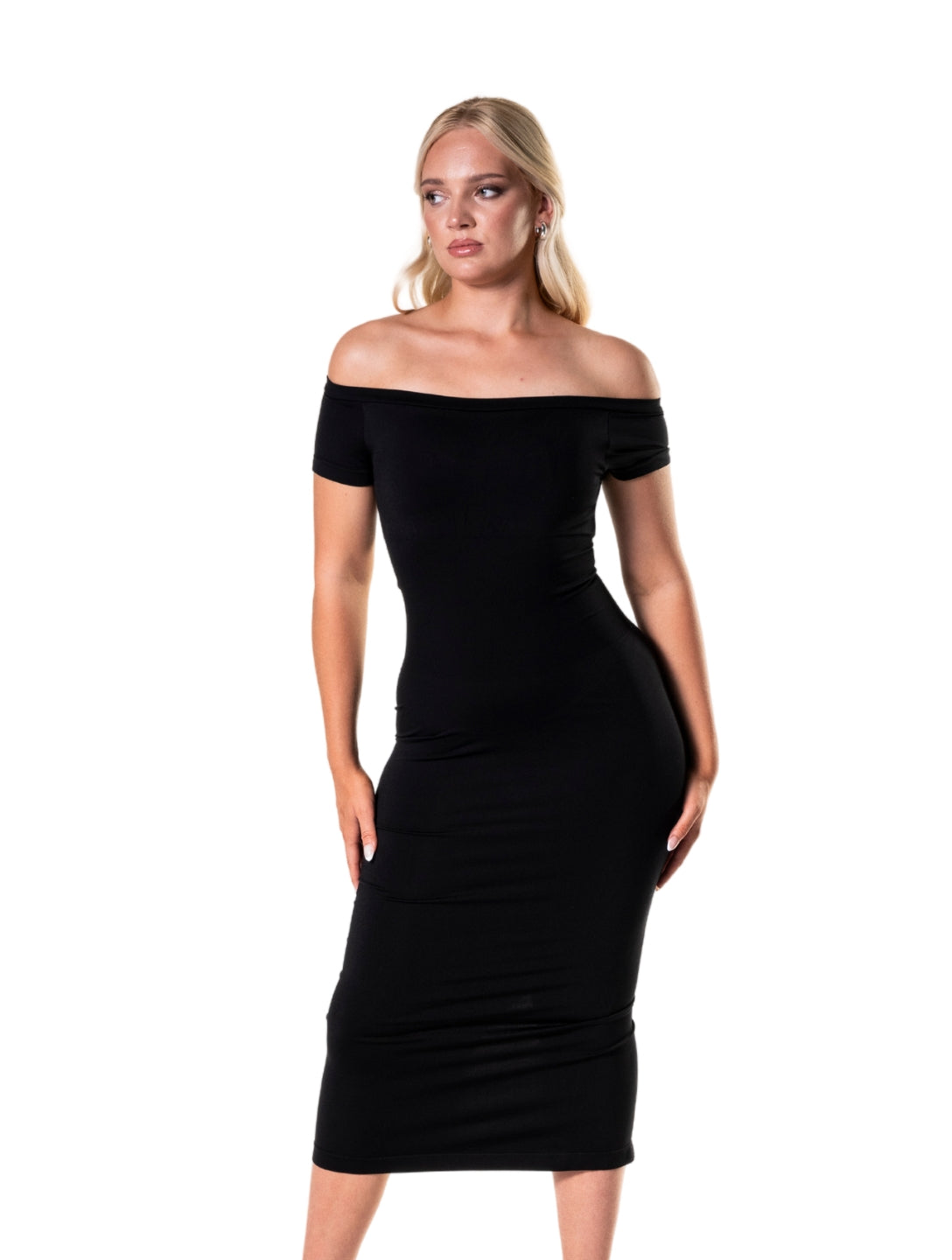 Off-Shoulder Shapewear Split Dress - XYRIS