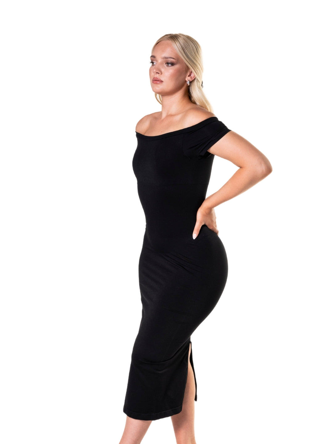 Off-Shoulder Shapewear Split Dress - XYRIS