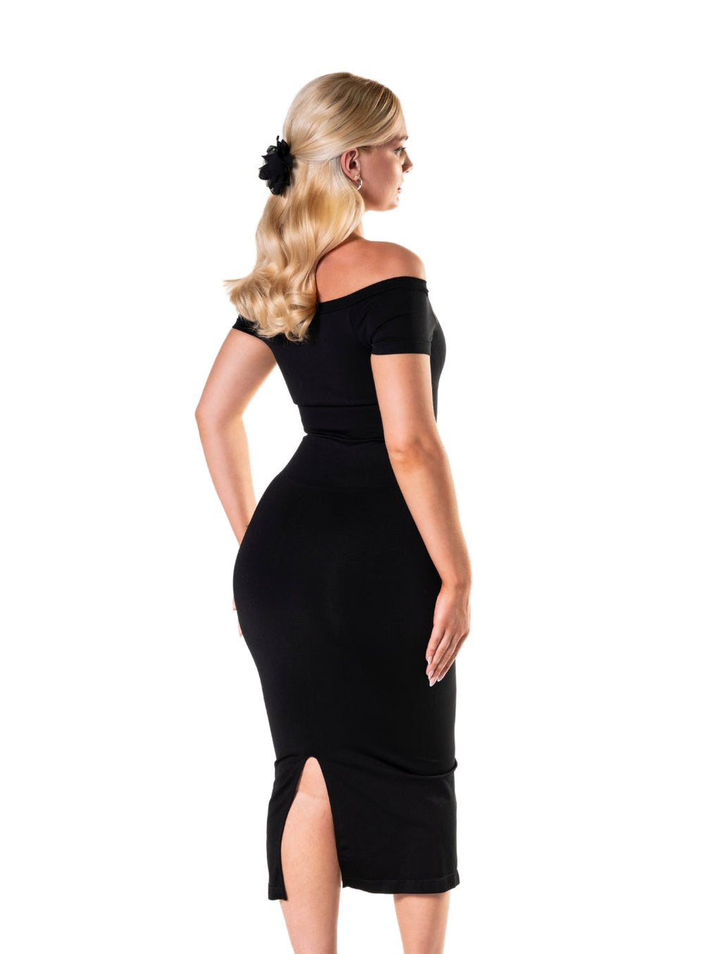 Off-Shoulder Shapewear Split Dress - XYRIS