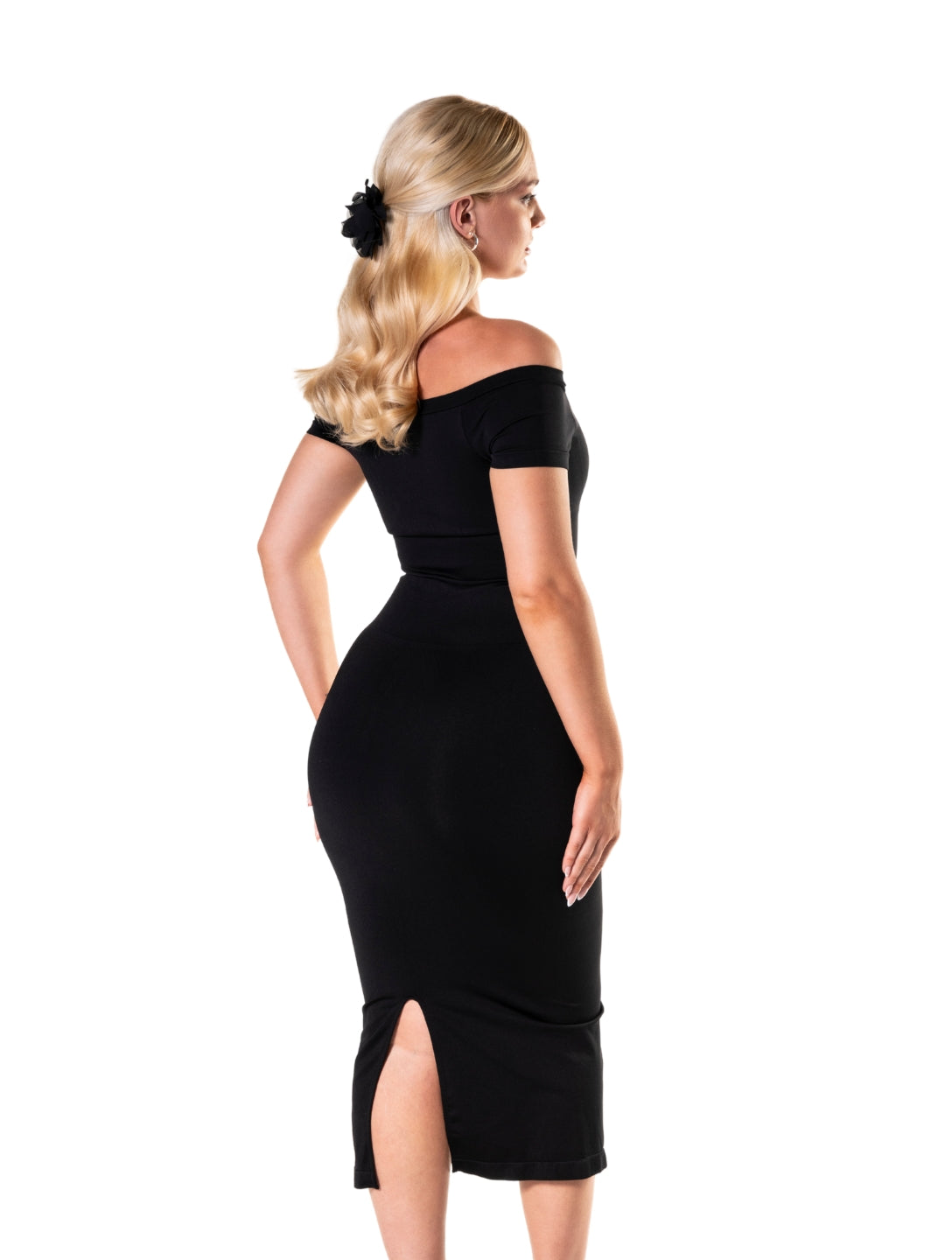 Off-Shoulder Shapewear Split Dress - XYRIS