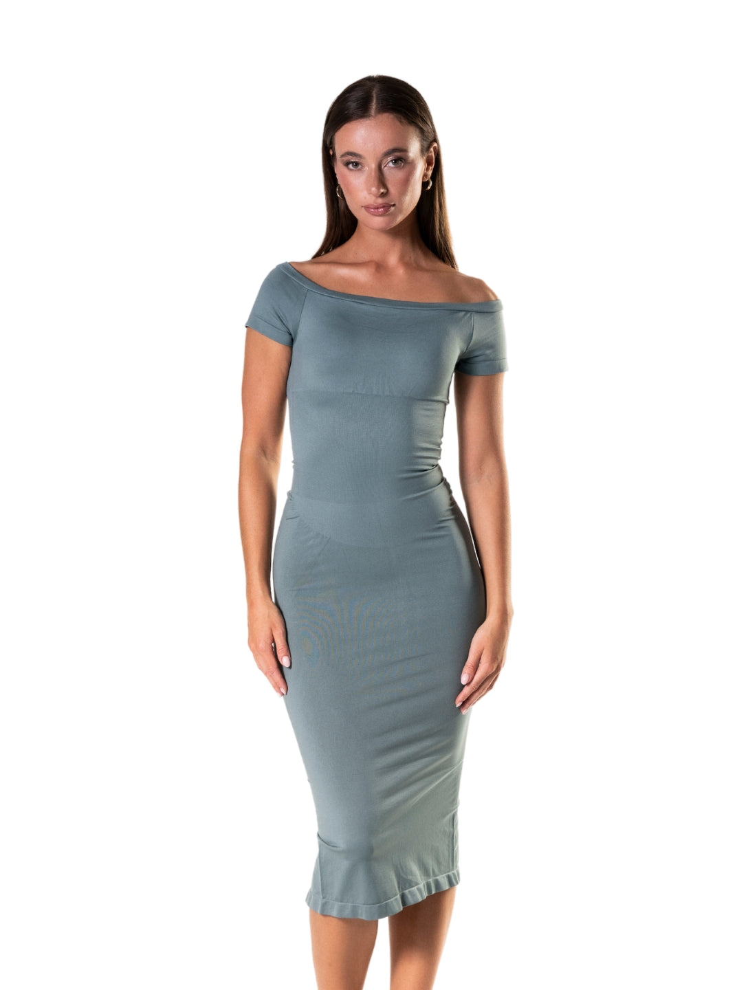 Off-Shoulder Shapewear Split Dress - XYRIS