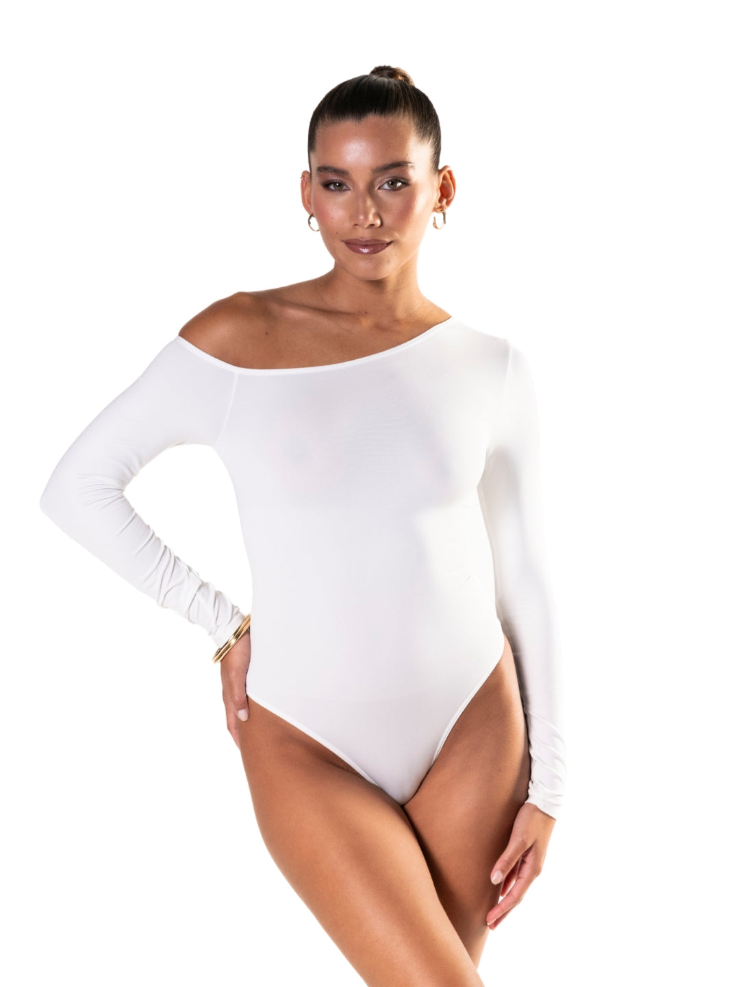 One Shoulder Long Sleeve Thong Bodysuit - XYRIS