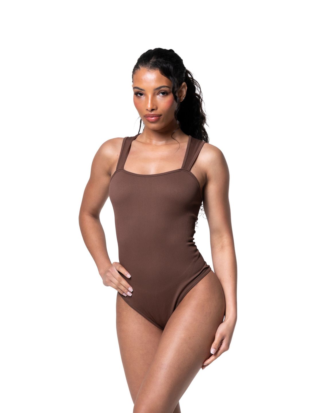 Ribbed Square Neck Shapewear Bodysuit - XYRIS