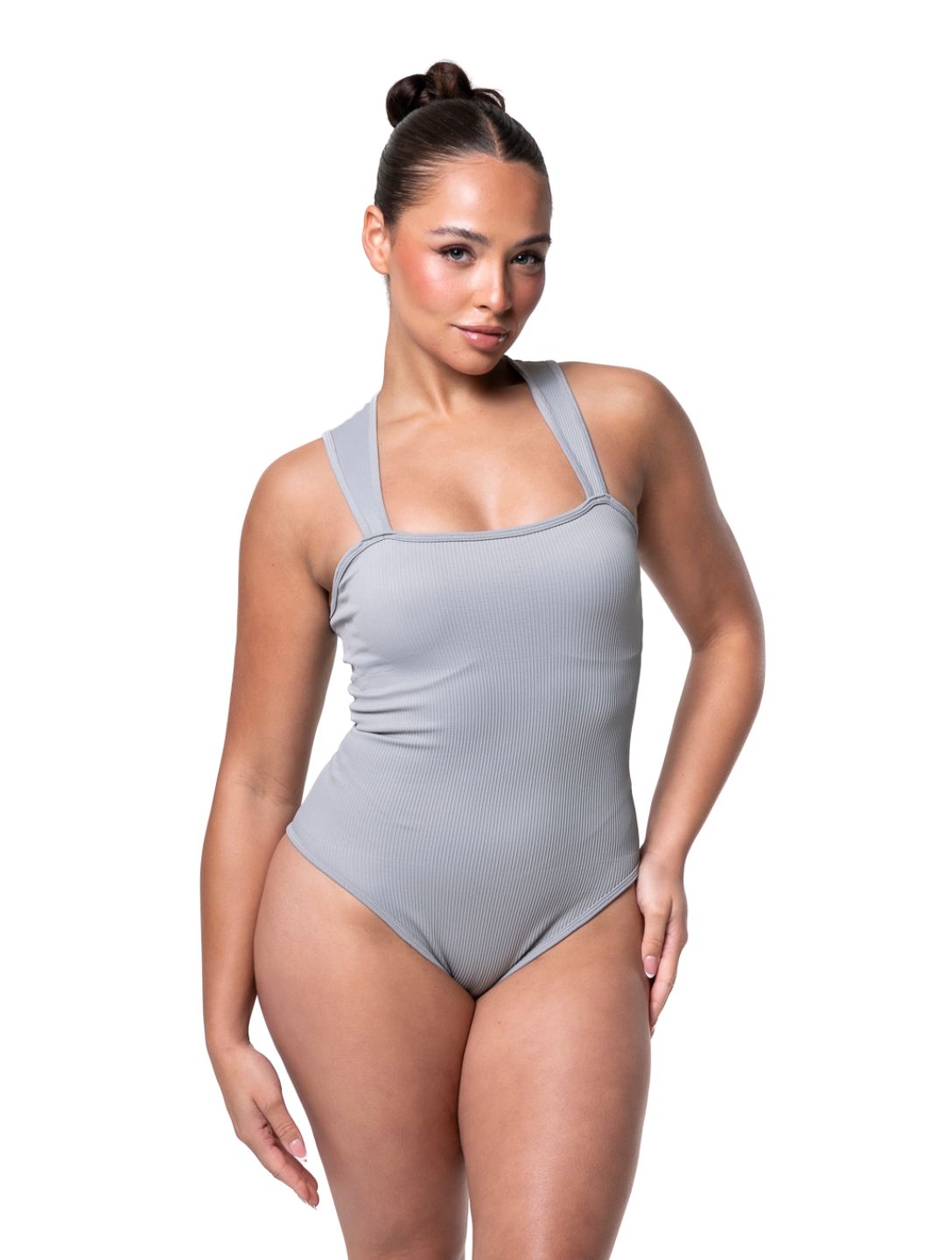 Ribbed Square Neck Shapewear Bodysuit - XYRIS