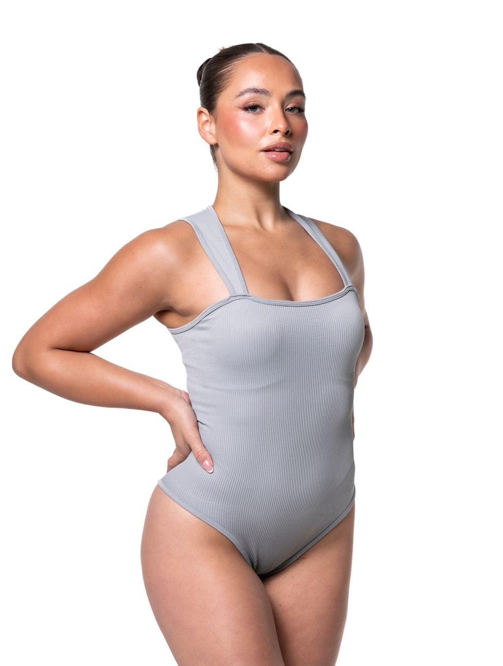 Ribbed Square Neck Shapewear Bodysuit - XYRIS