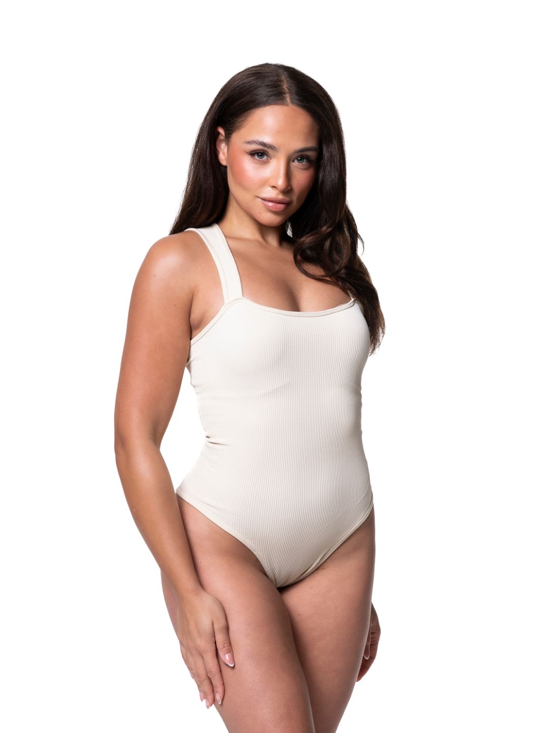 Ribbed Square Neck Shapewear Bodysuit - XYRIS