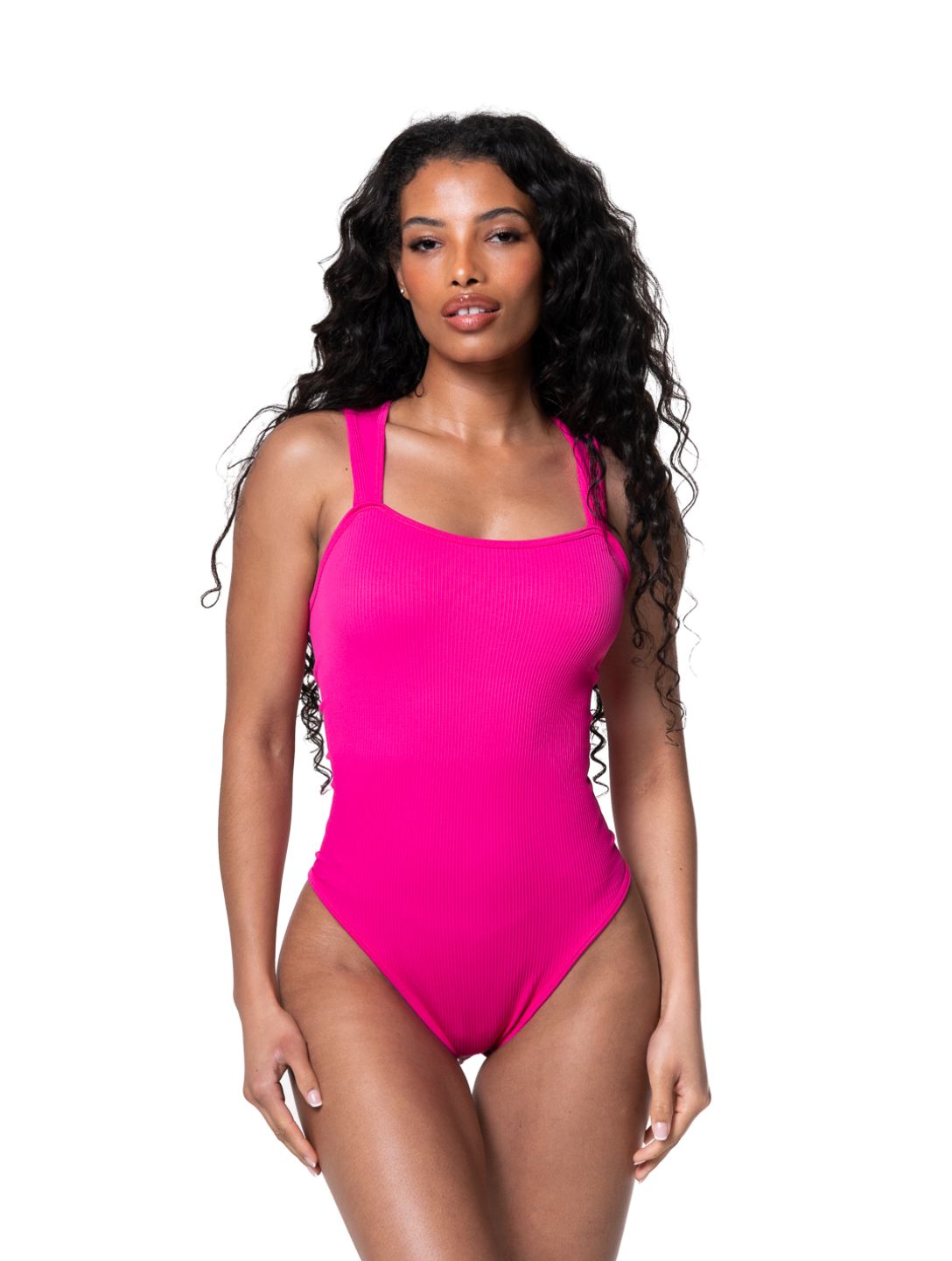 Ribbed Square Neck Shapewear Bodysuit - XYRIS