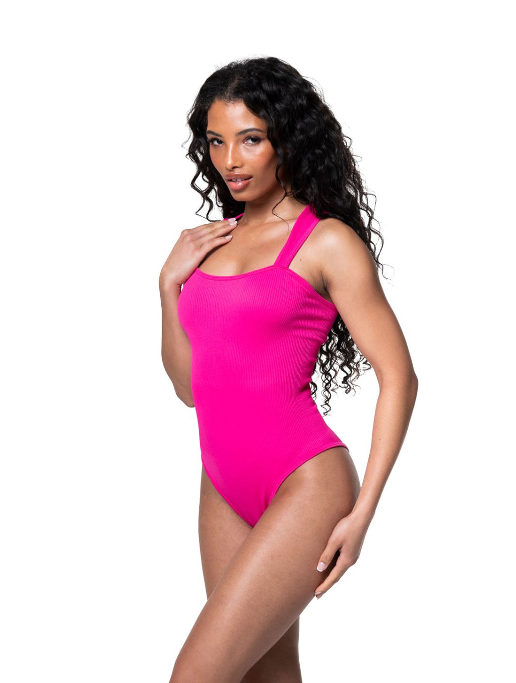 Ribbed Square Neck Shapewear Bodysuit - XYRIS