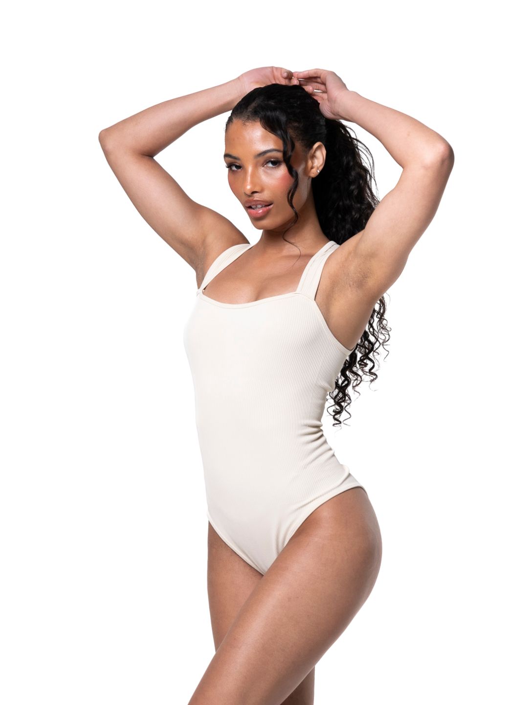 Ribbed Square Neck Shapewear Bodysuit - XYRIS