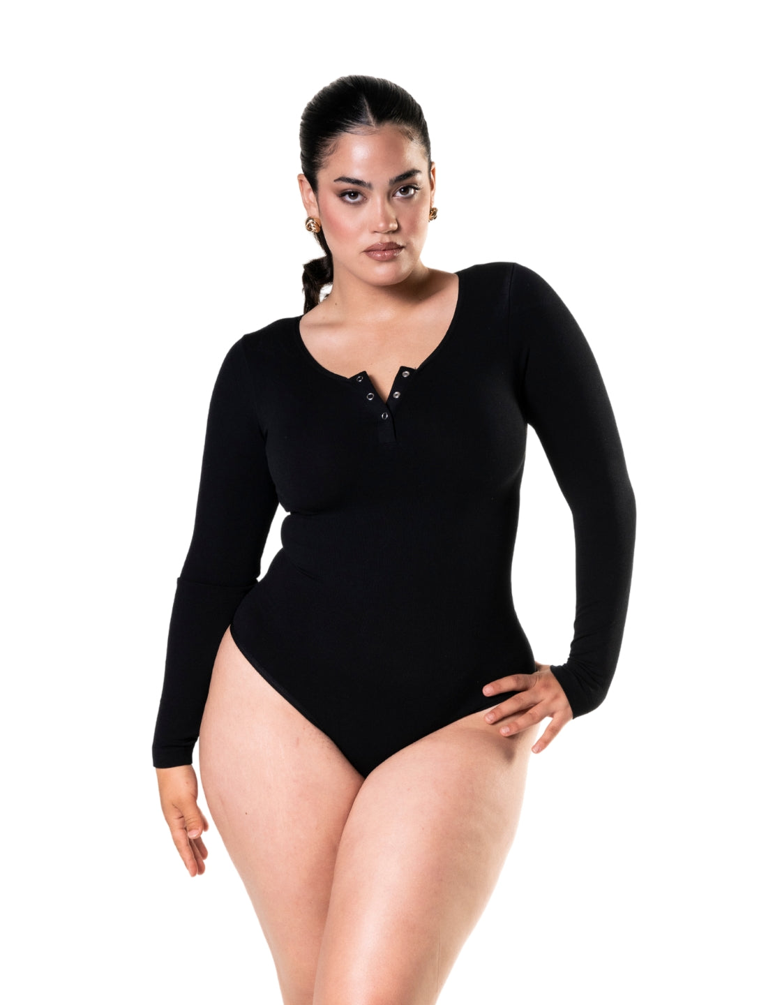 Seamless Long Sleeve Thong Bodysuit - XYRIS