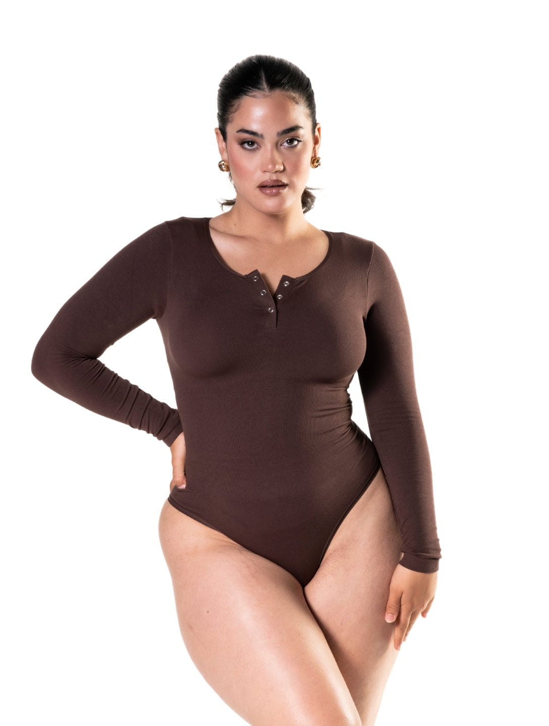 Seamless Long Sleeve Thong Bodysuit - XYRIS