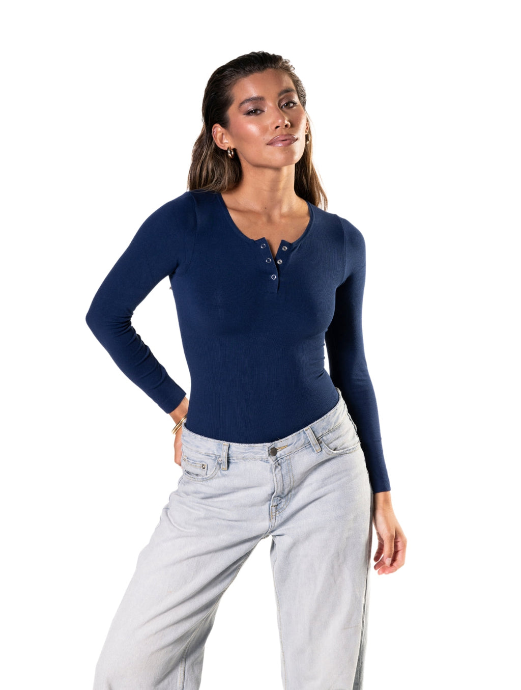 Seamless Long Sleeve Thong Bodysuit - XYRIS