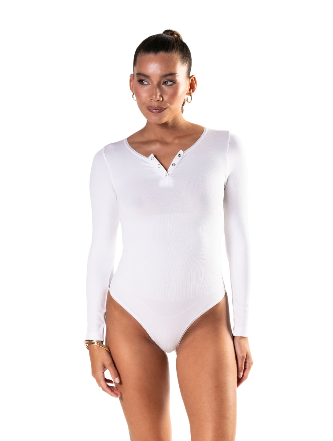 Seamless Long Sleeve Thong Bodysuit - XYRIS