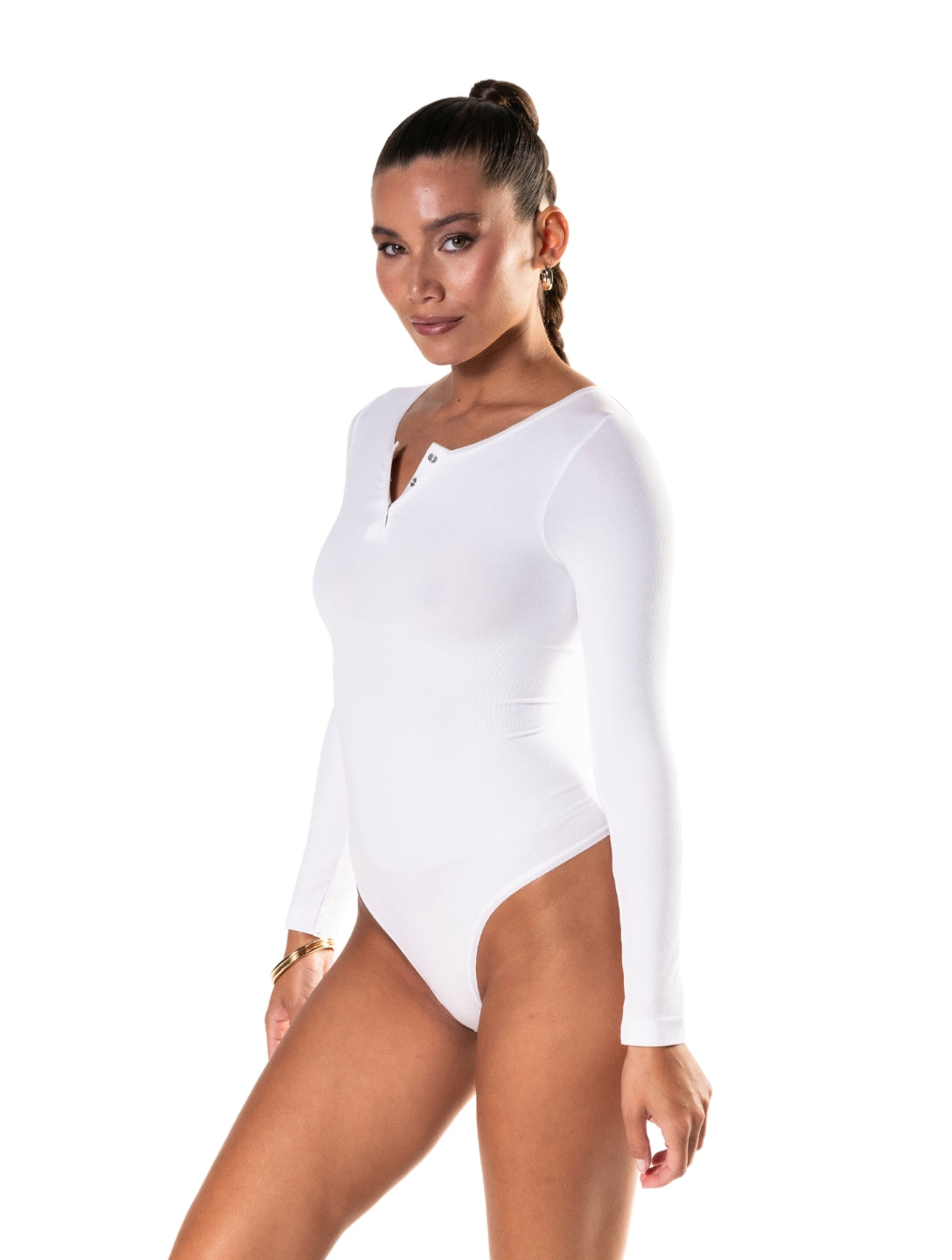 Seamless Long Sleeve Thong Bodysuit - XYRIS