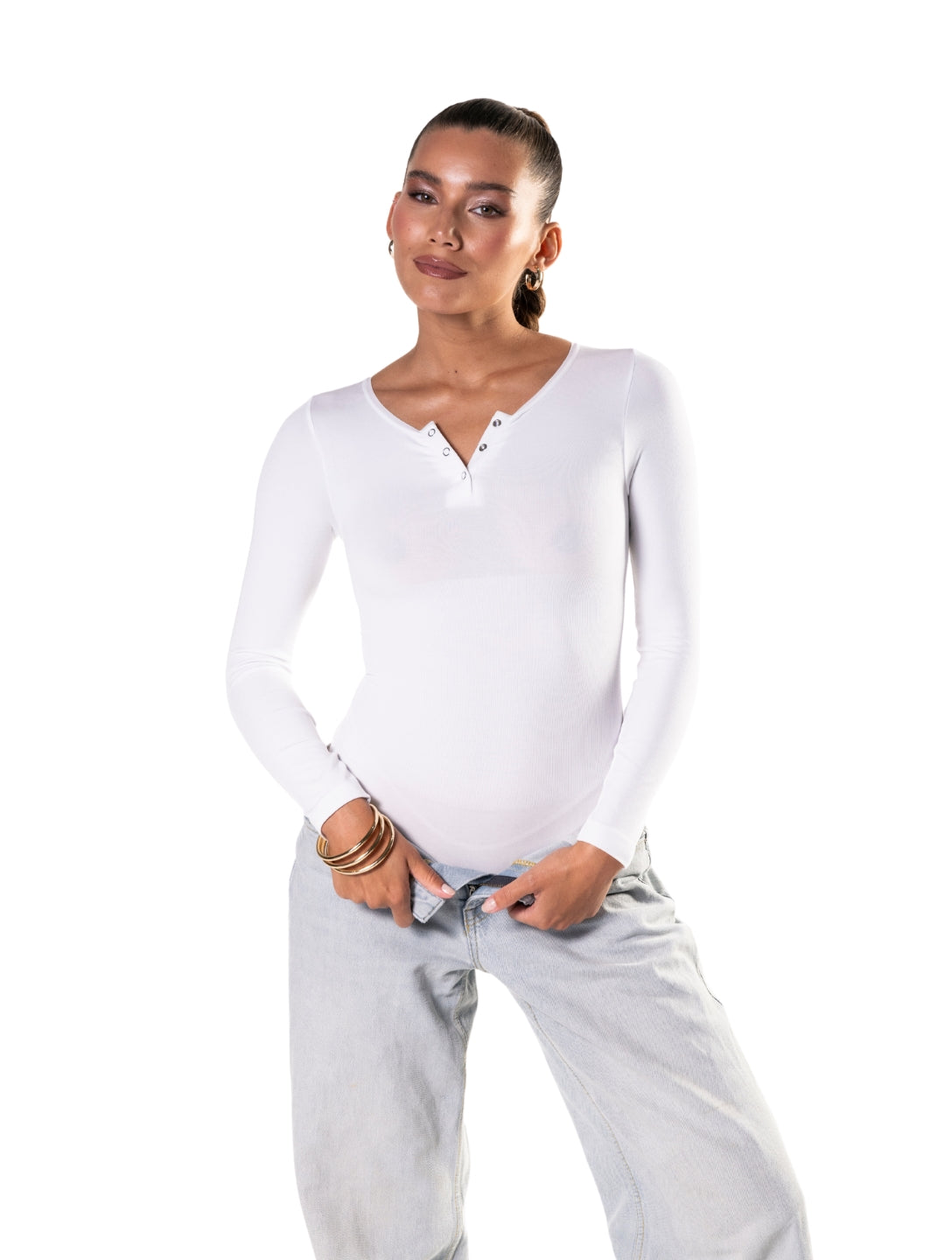 Seamless Long Sleeve Thong Bodysuit - XYRIS