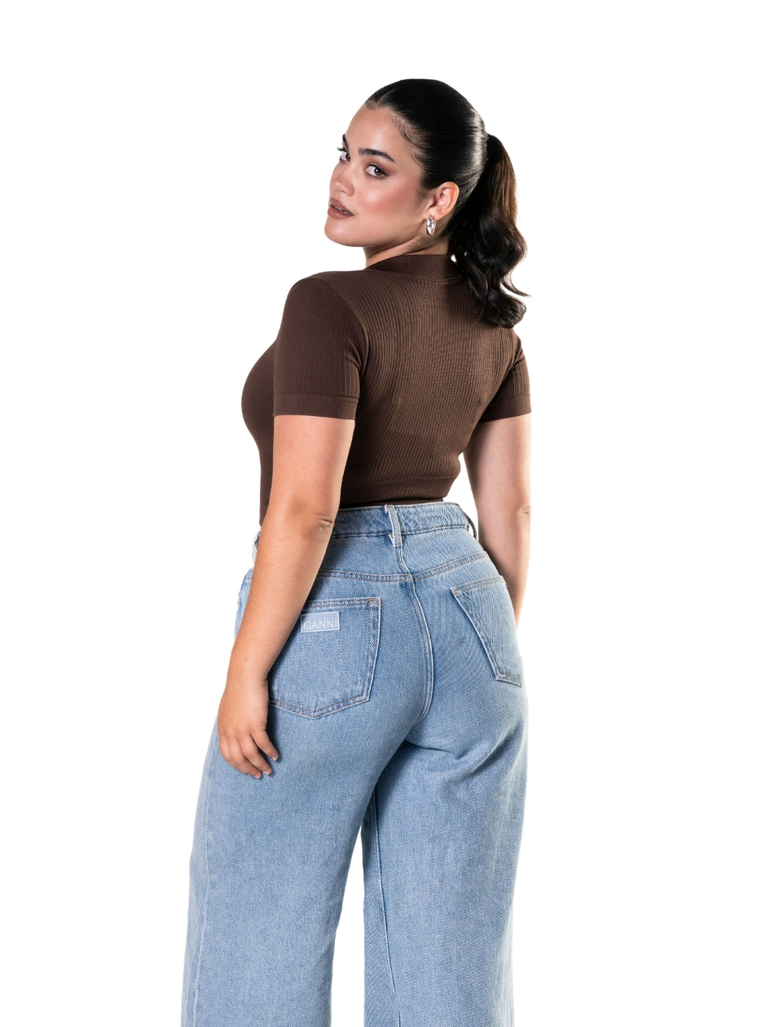 Seamless Ribbed Zip-Front Short Sleeve Crop Top - XYRIS