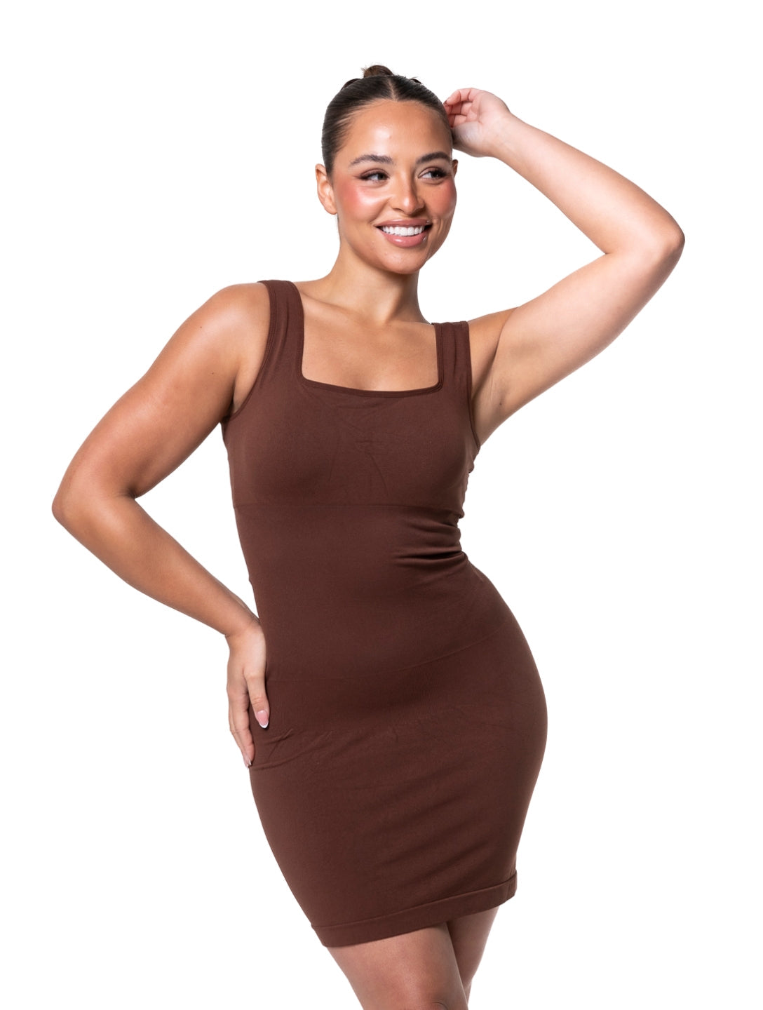 Square Neck Seamless Shapewear Mini Dress - XYRIS