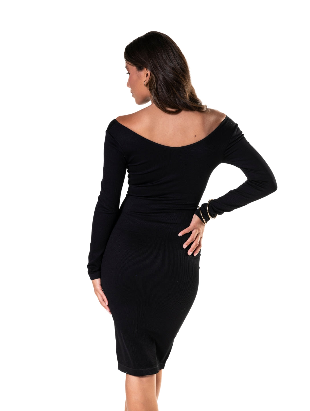 V-Neck Long Sleeve Shapewear Dress - XYRIS