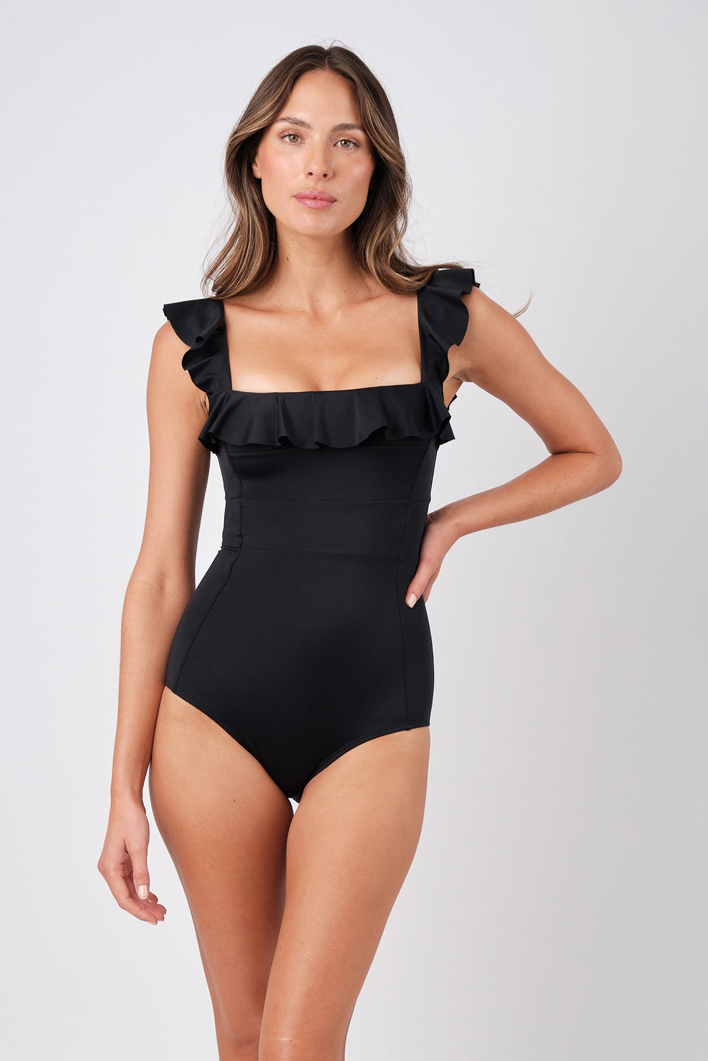 Classic Square Neck with Frill BLACK - XYRIS